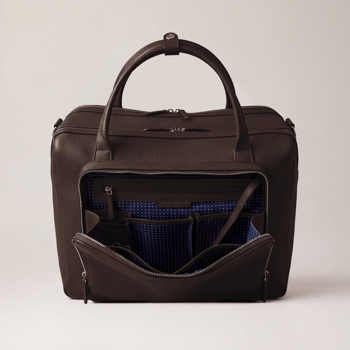Leather laptop briefcase| #color_Chocolate