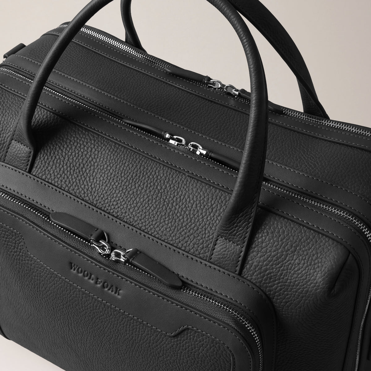 Leather laptop briefcase| #color_Jet Black