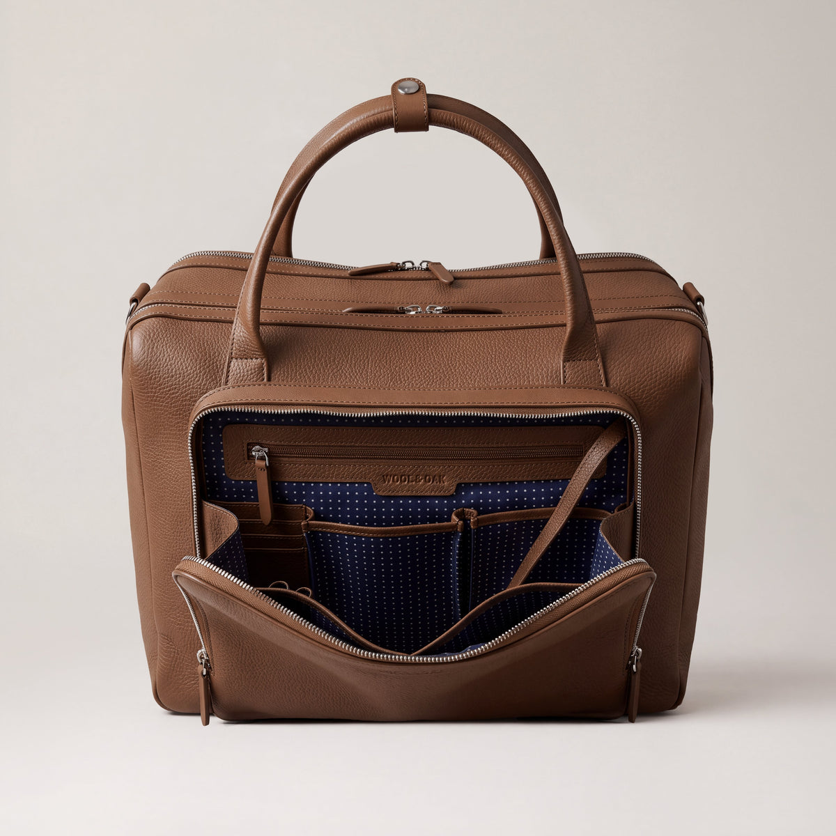 Leather laptop briefcase| #color_Sand
