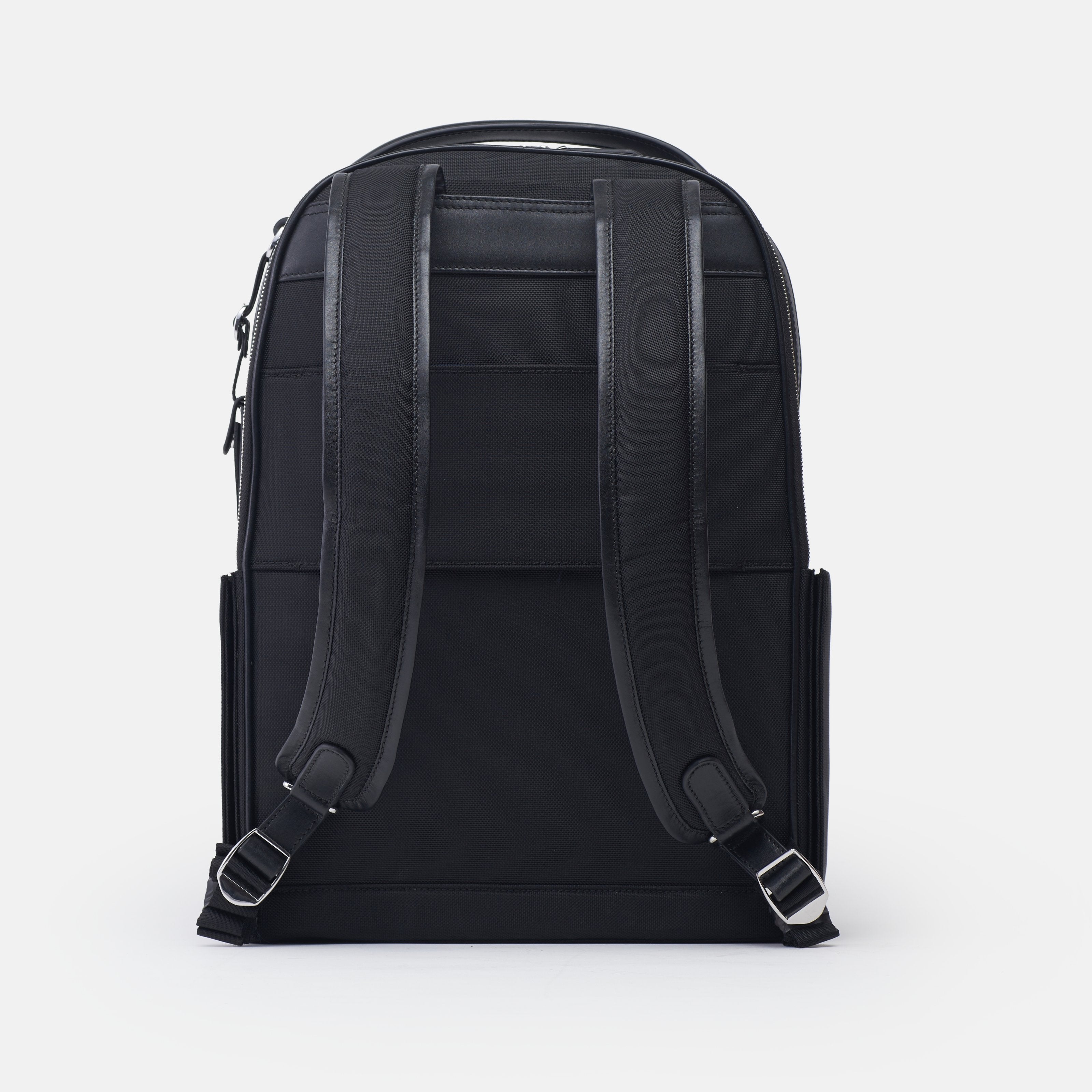 Leather travel backpack| #color_Black Nylon