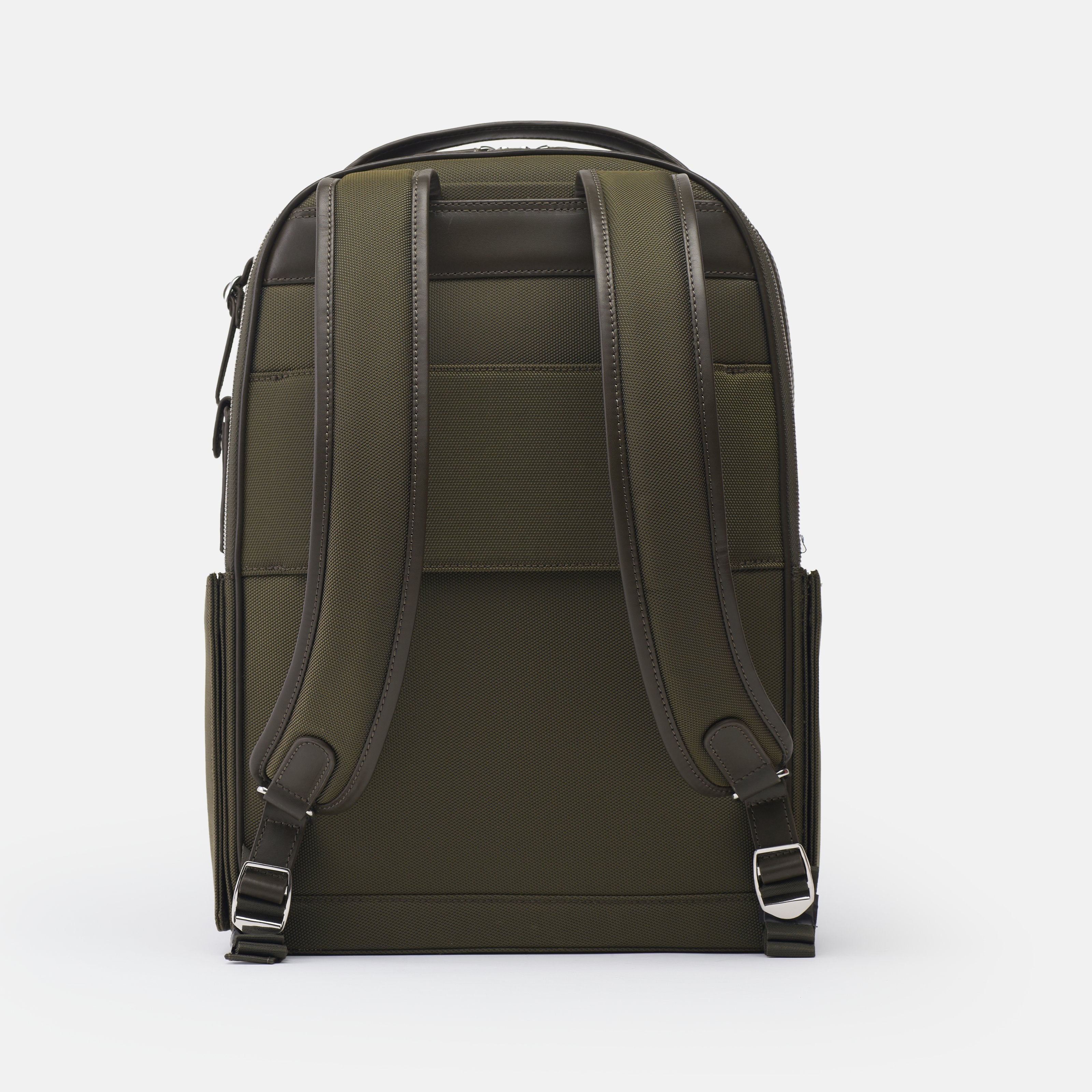 Leather travel backpack| #color_Olive Nylon