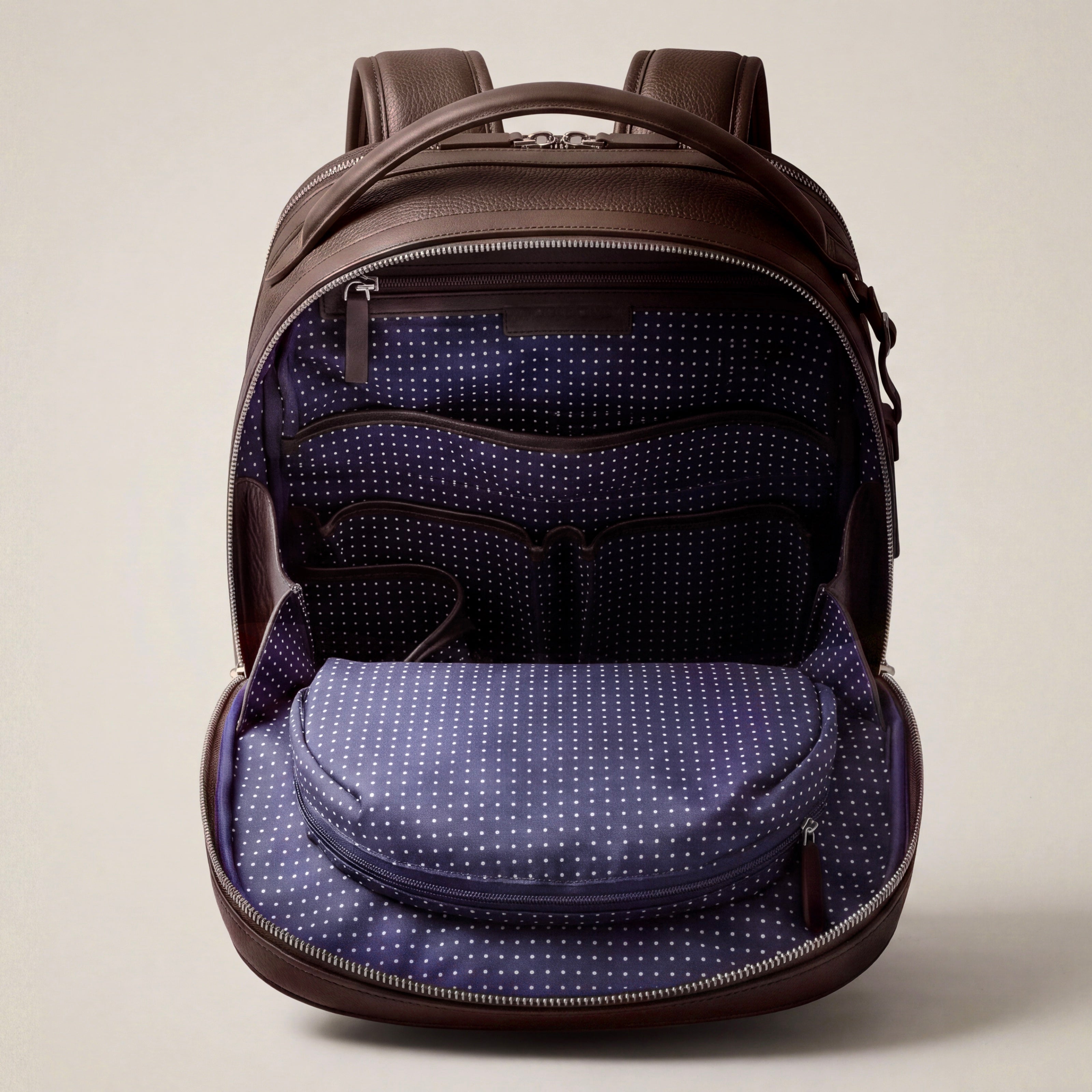 Leather travel backpack| #color_Chocolate