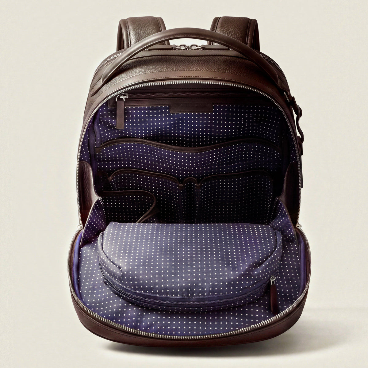 Leather travel backpack| #color_Chocolate