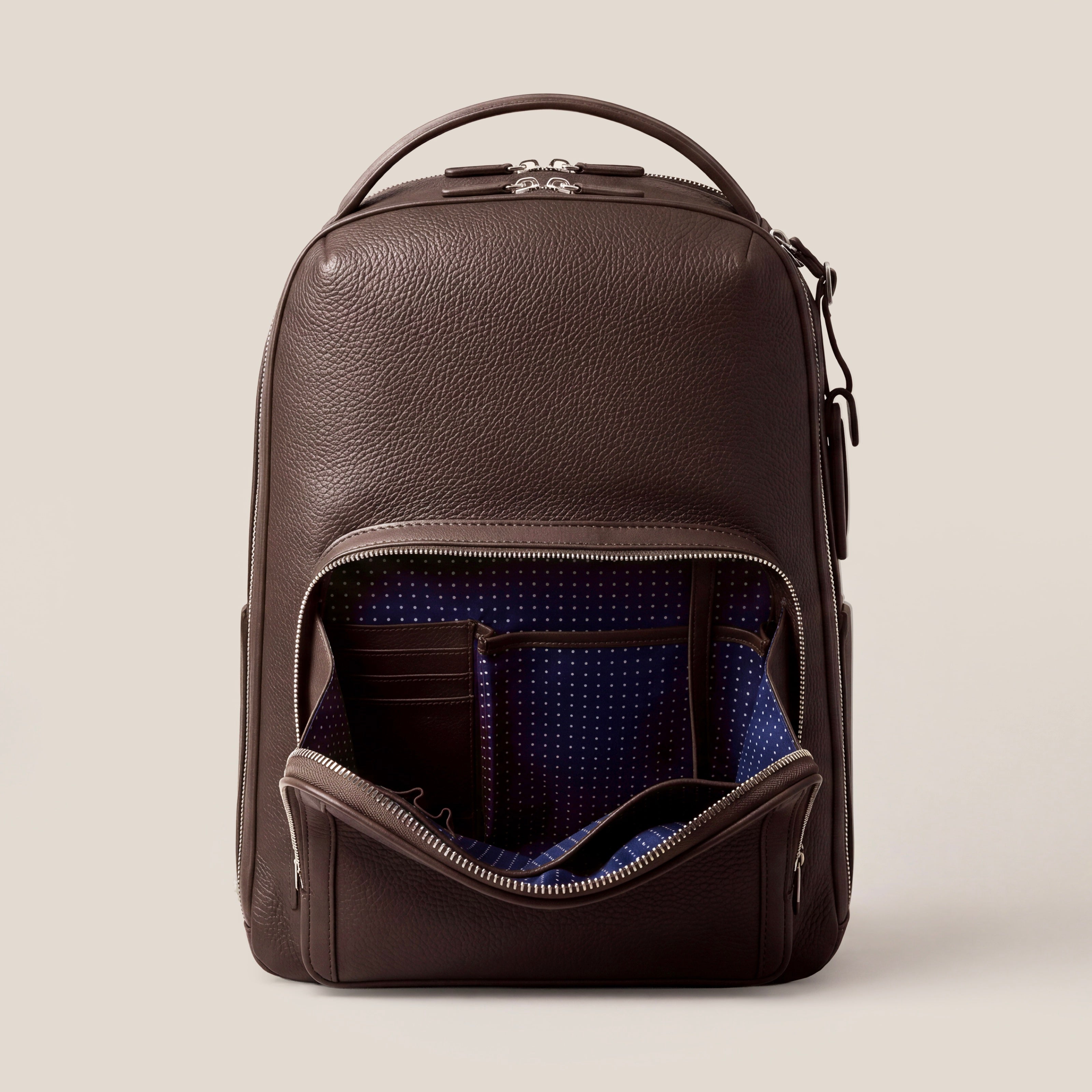 Leather travel backpack| #color_Chocolate