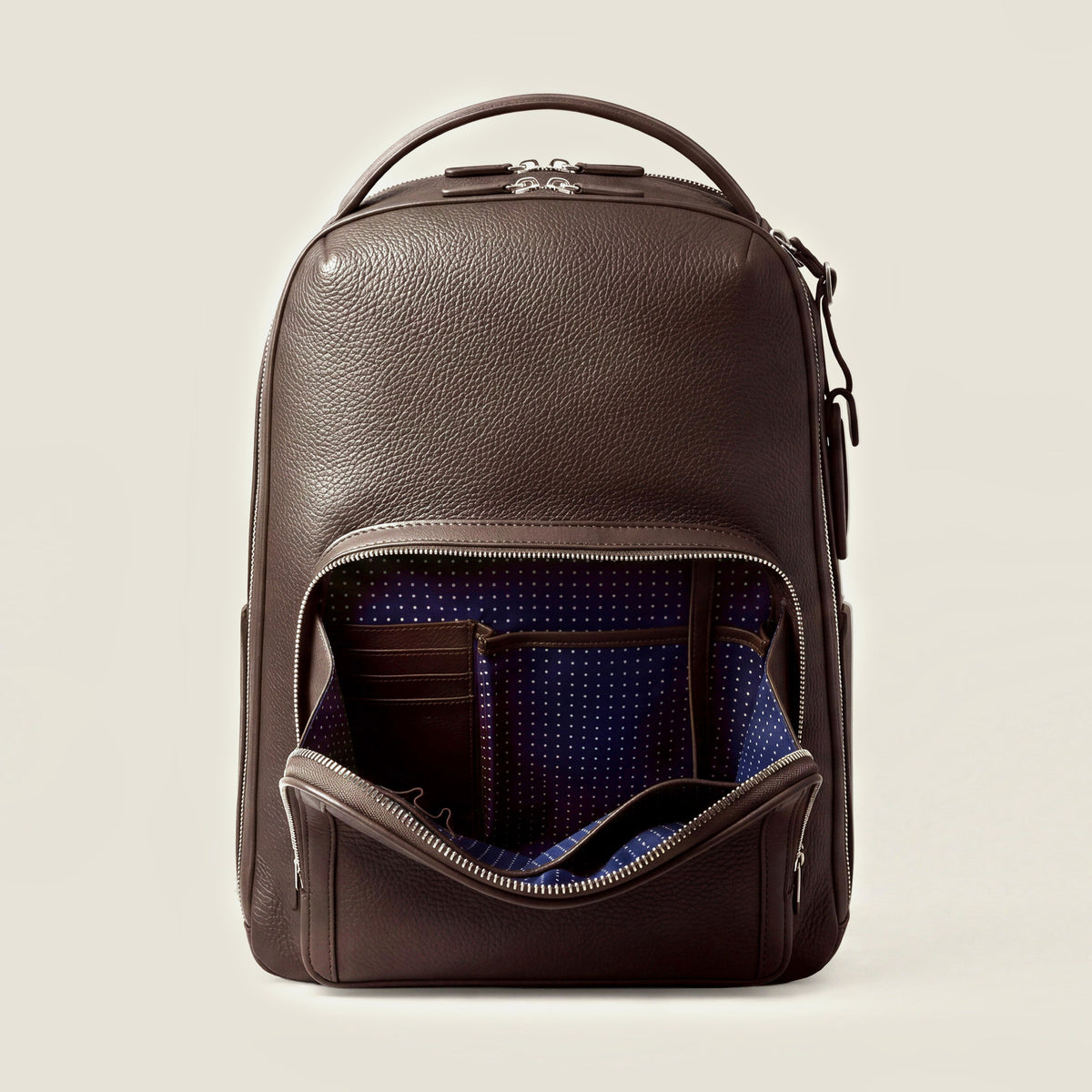Leather travel backpack| #color_Chocolate