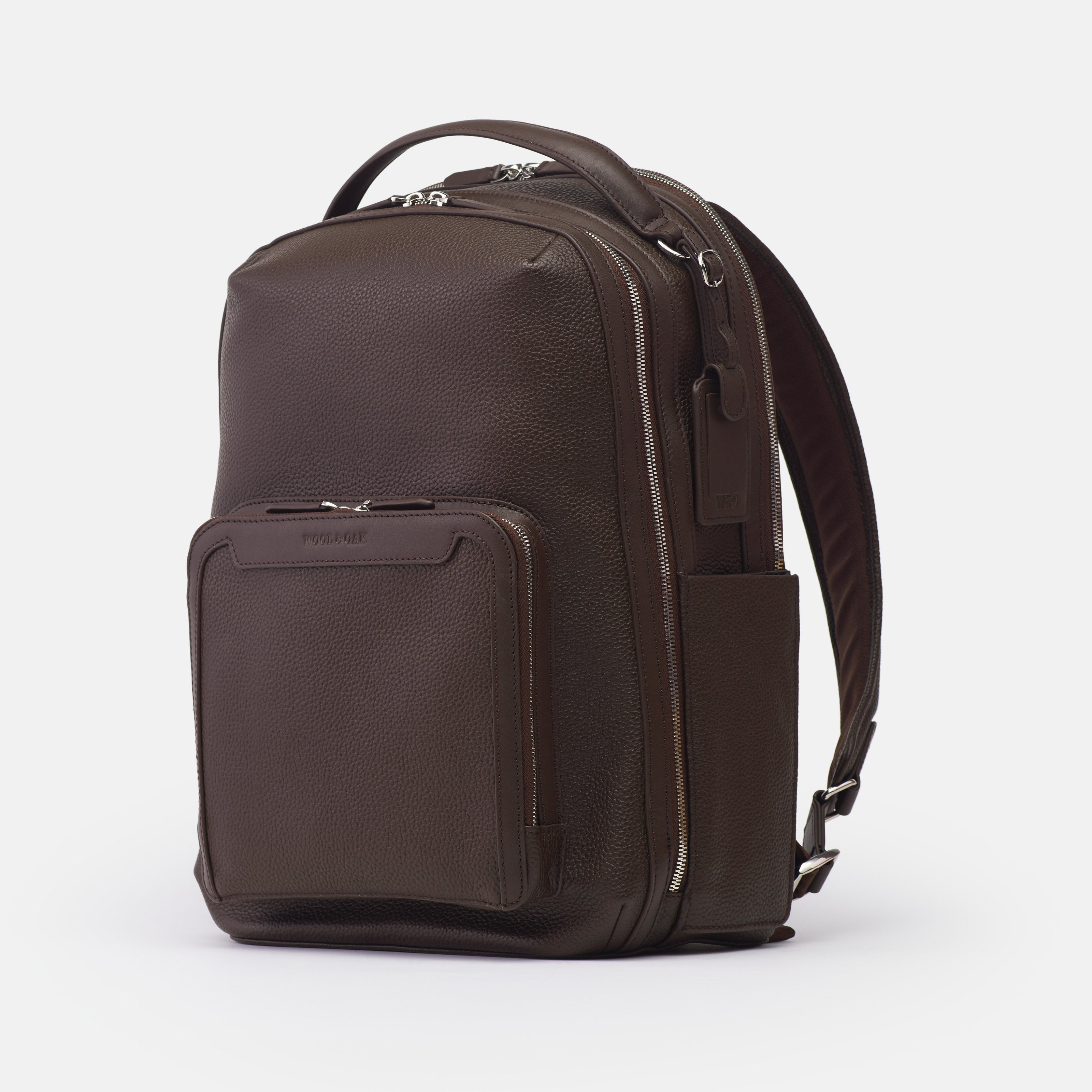 Leather travel backpack| #color_Chocolate