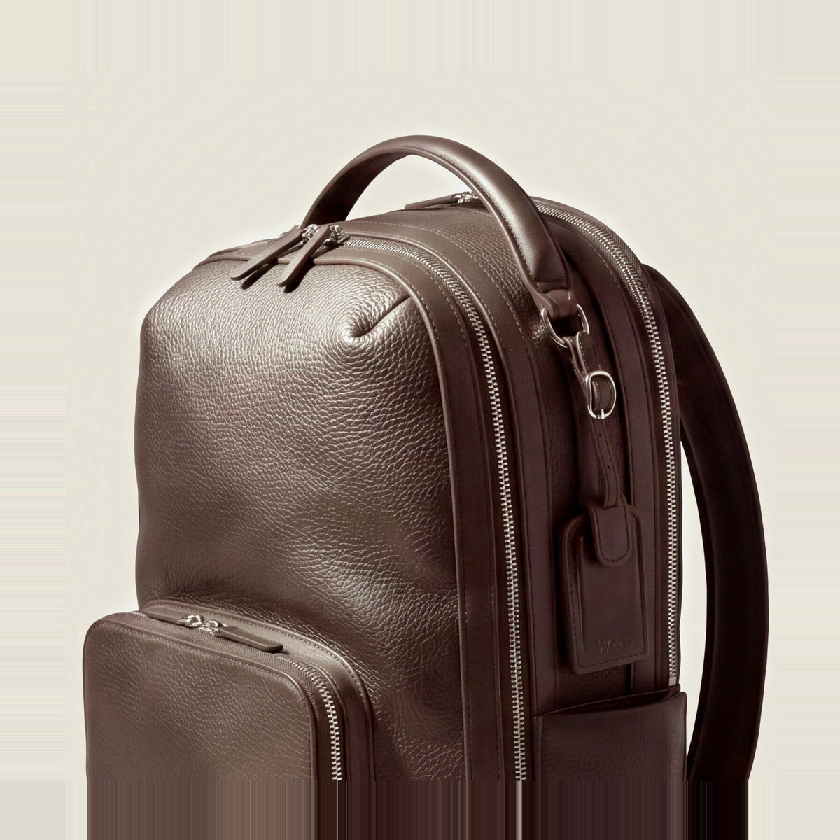 Leather travel backpack| #color_Chocolate