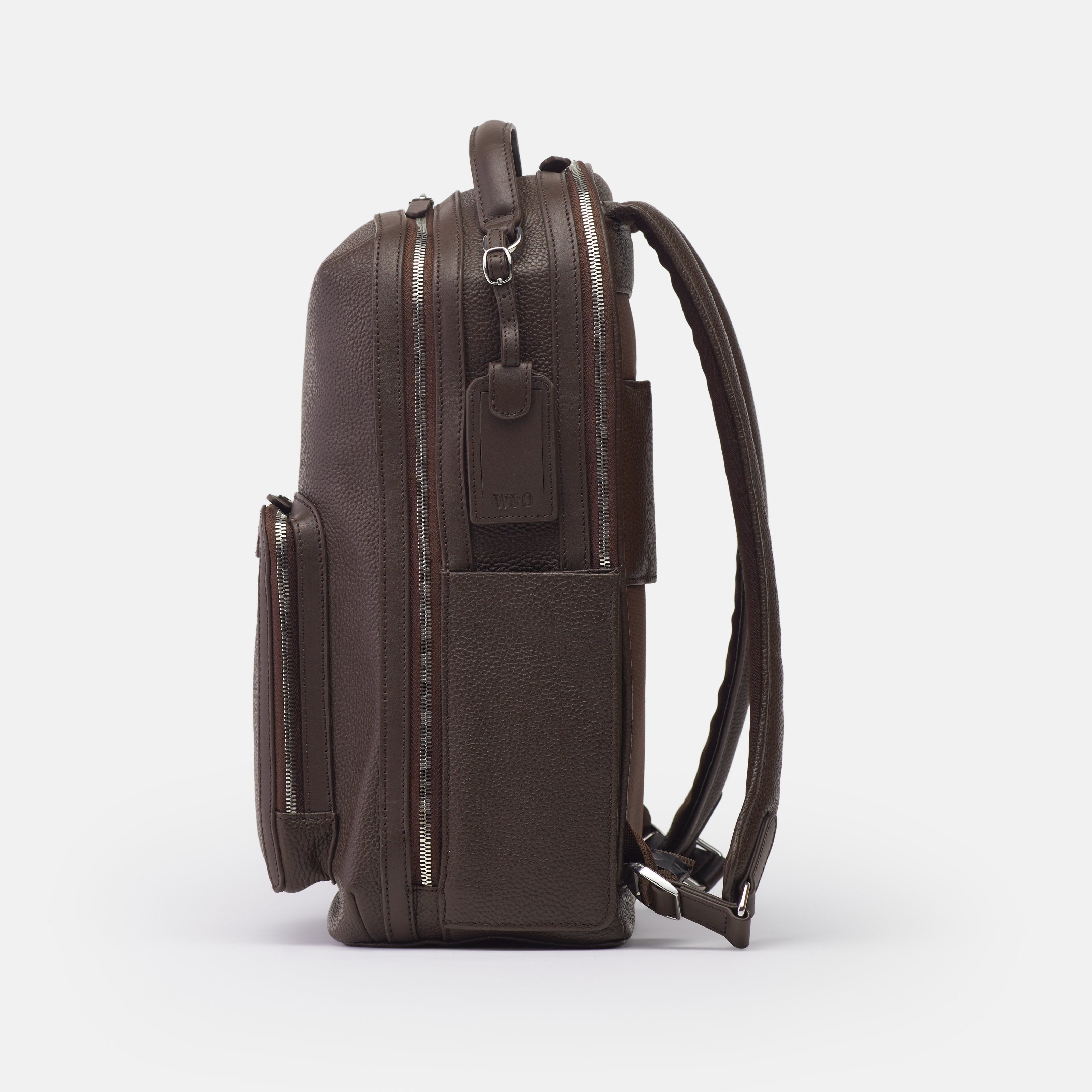 Leather travel backpack| #color_Chocolate