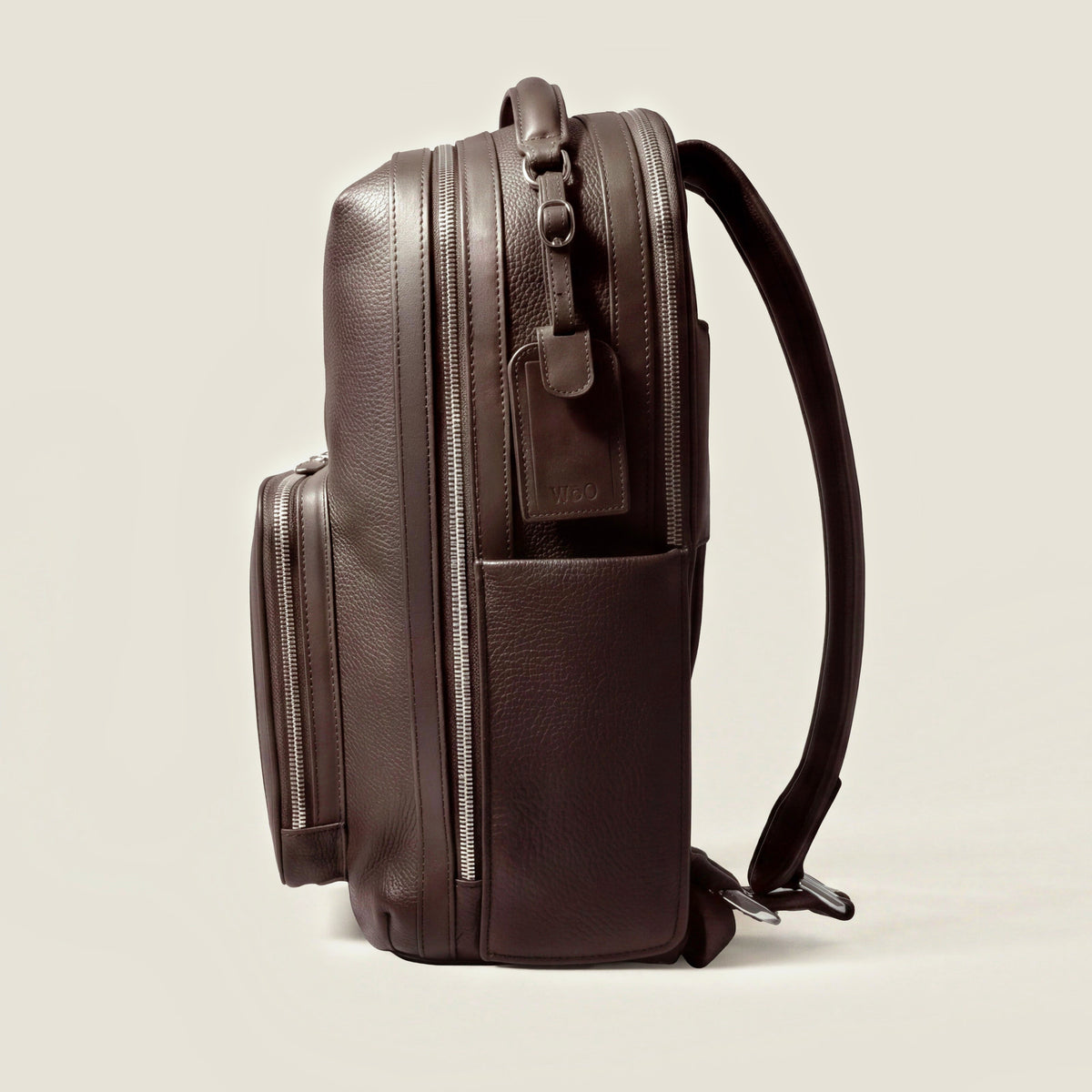 Leather travel backpack| #color_Chocolate