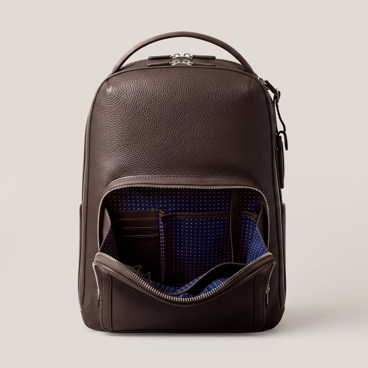 Leather travel backpack| #color_Chocolate
