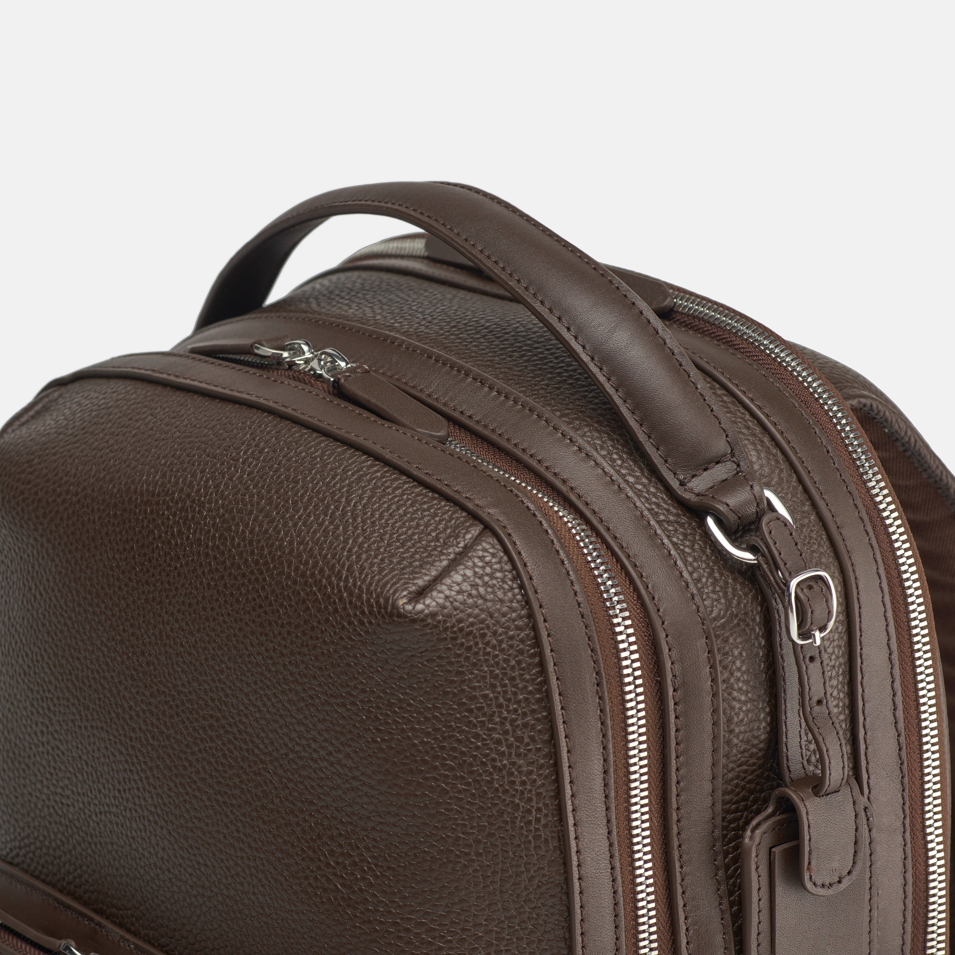 Leather travel backpack| #color_Chocolate