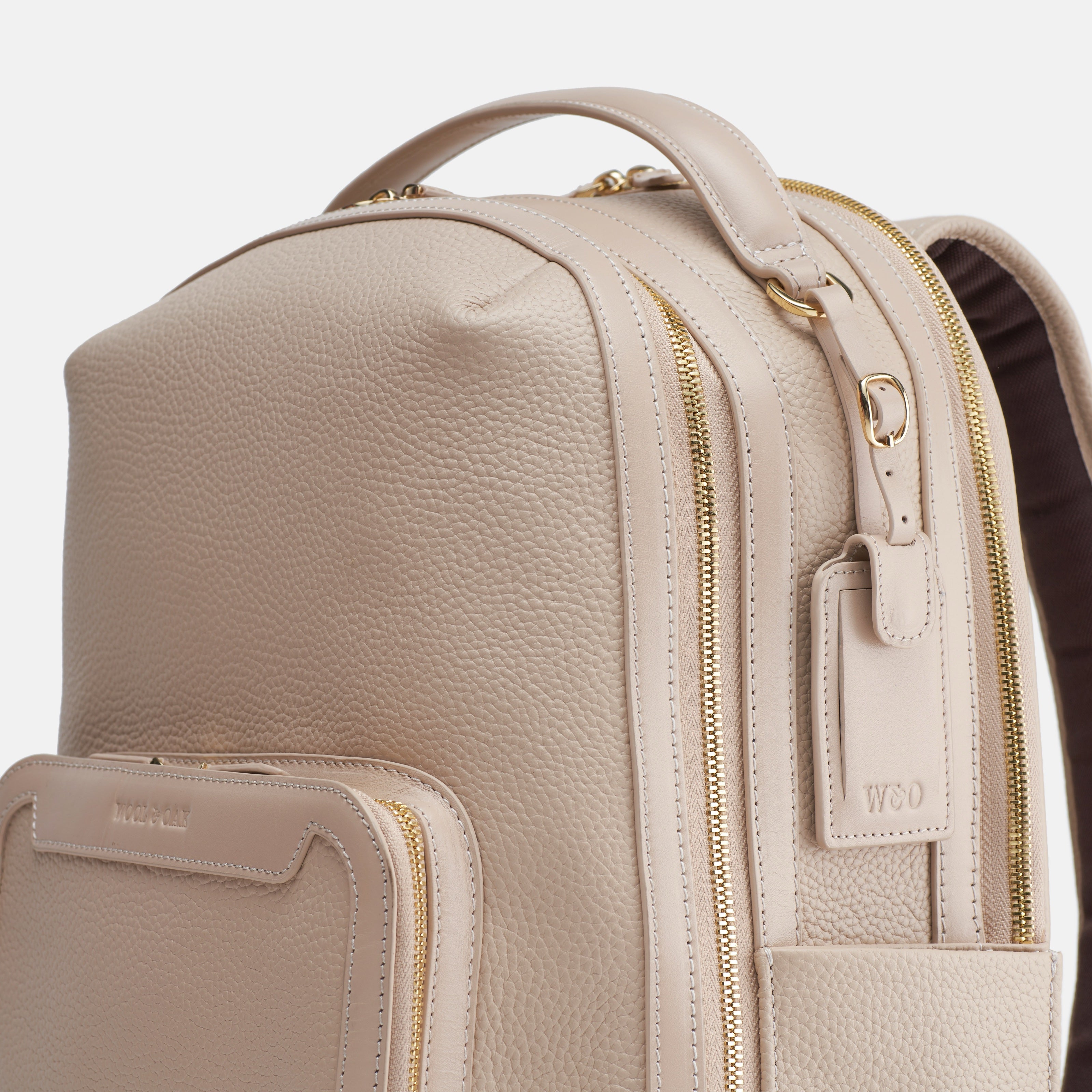 Leather travel backpack| #color_Frappe