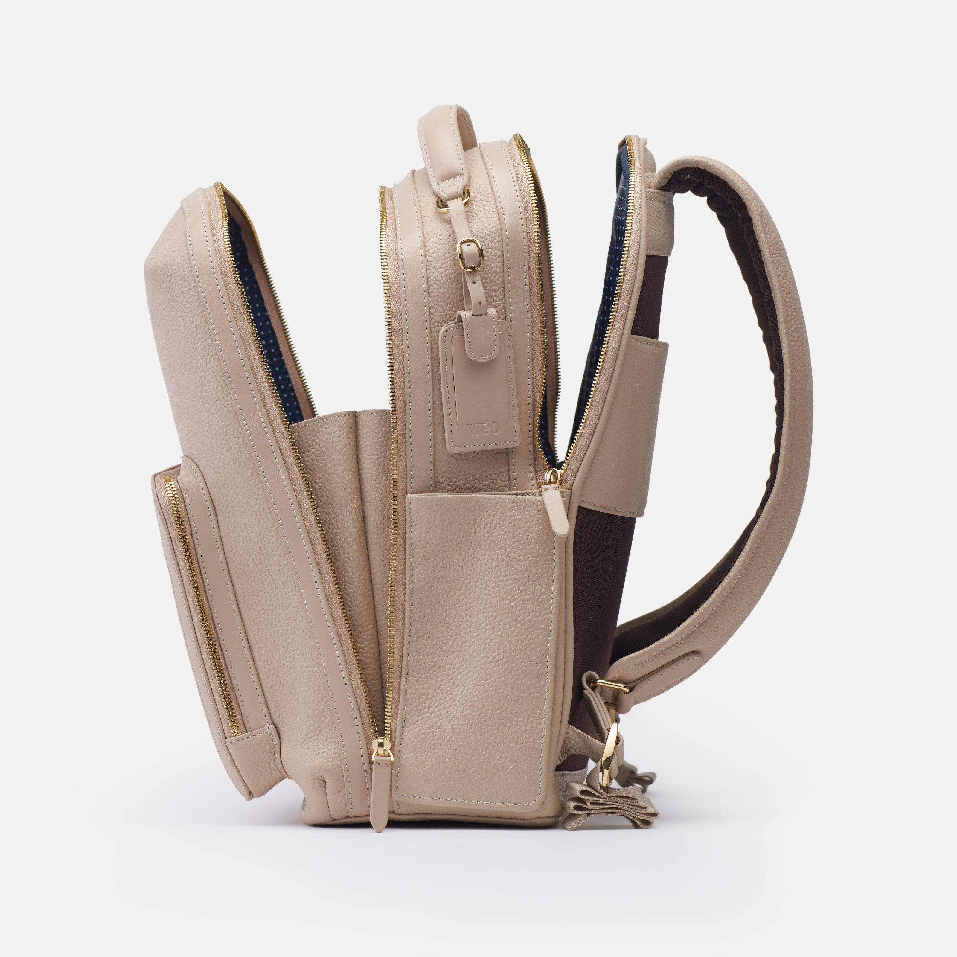 Leather travel backpack| #color_Frappe