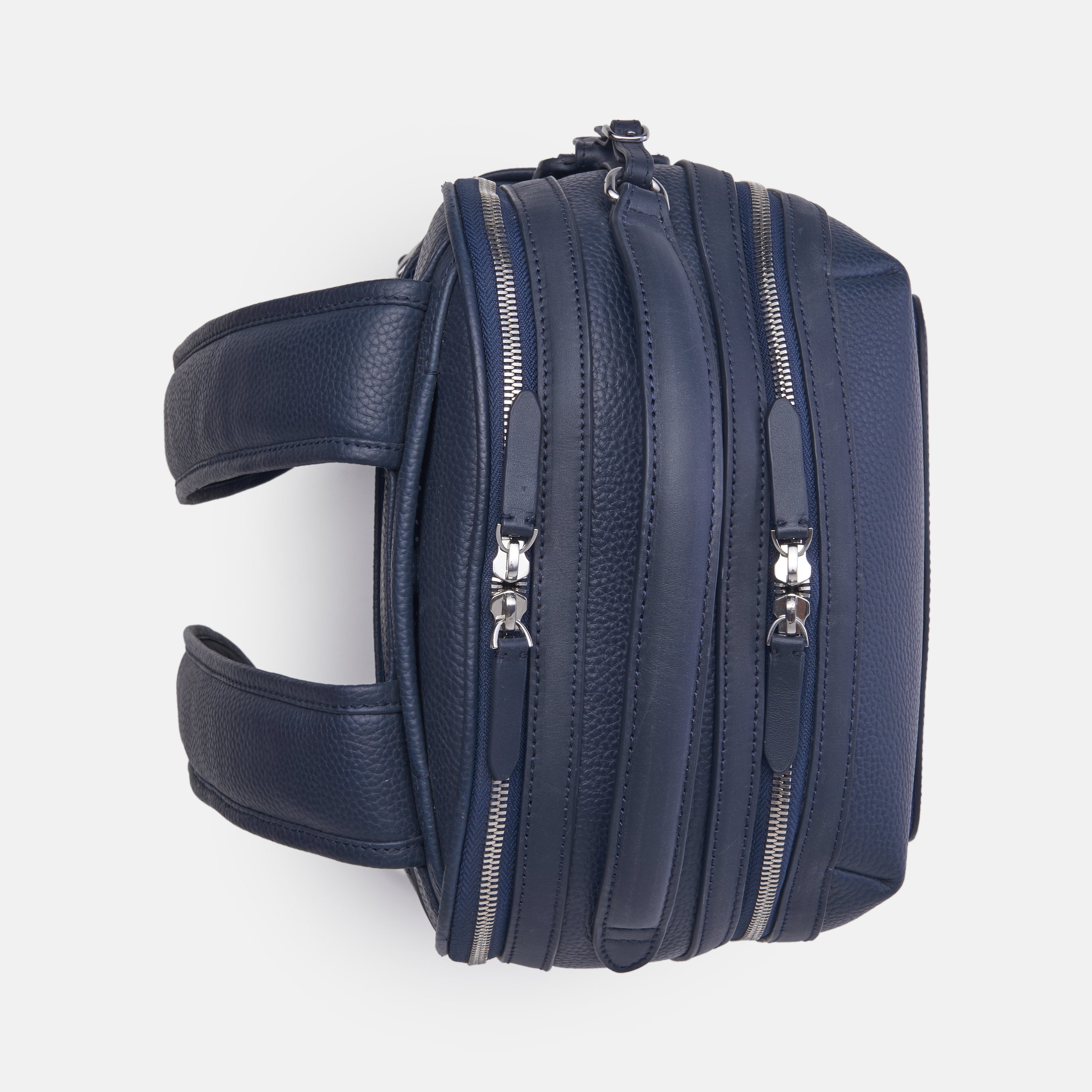 Leather travel backpack| #color_Navy