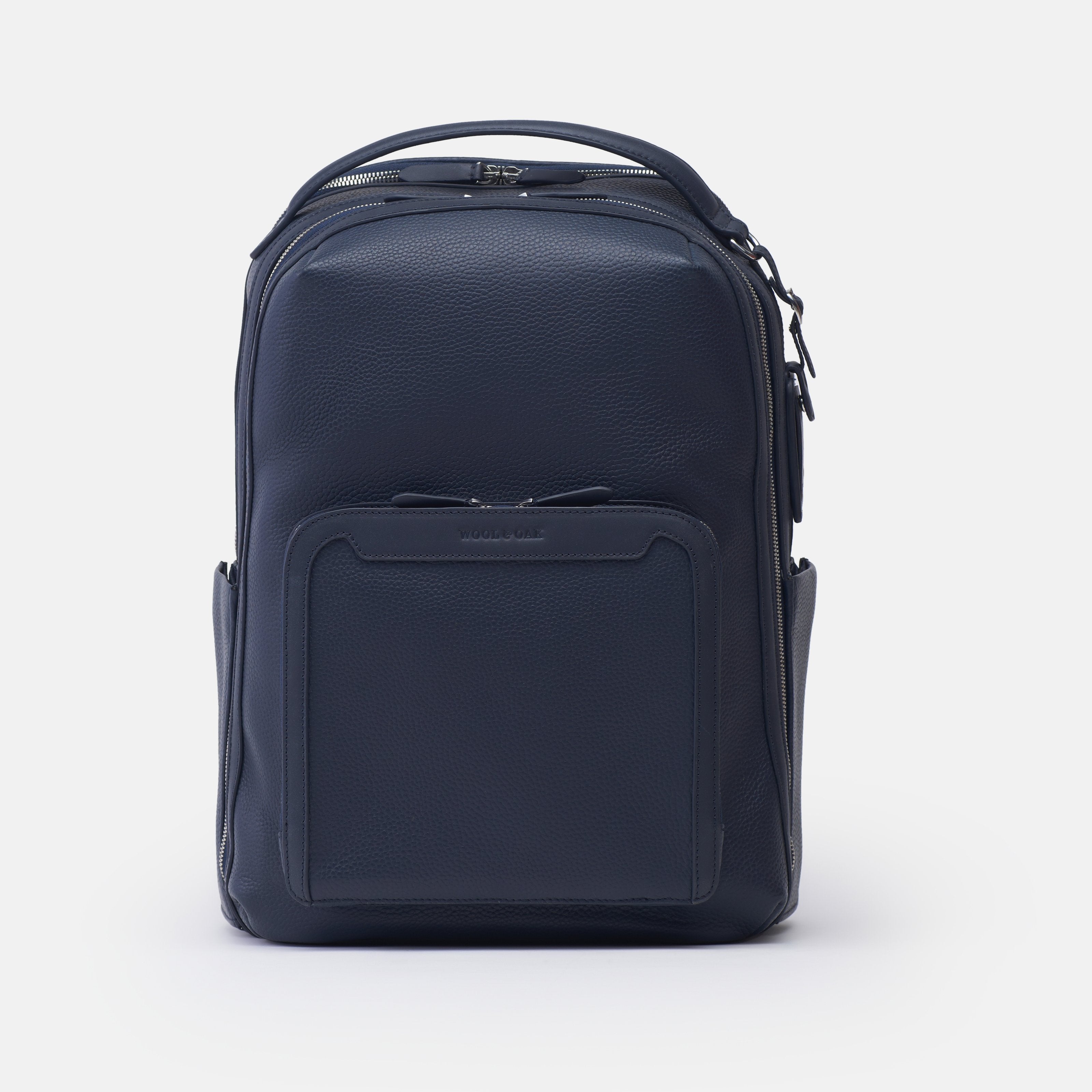 Leather travel backpack| #color_Navy