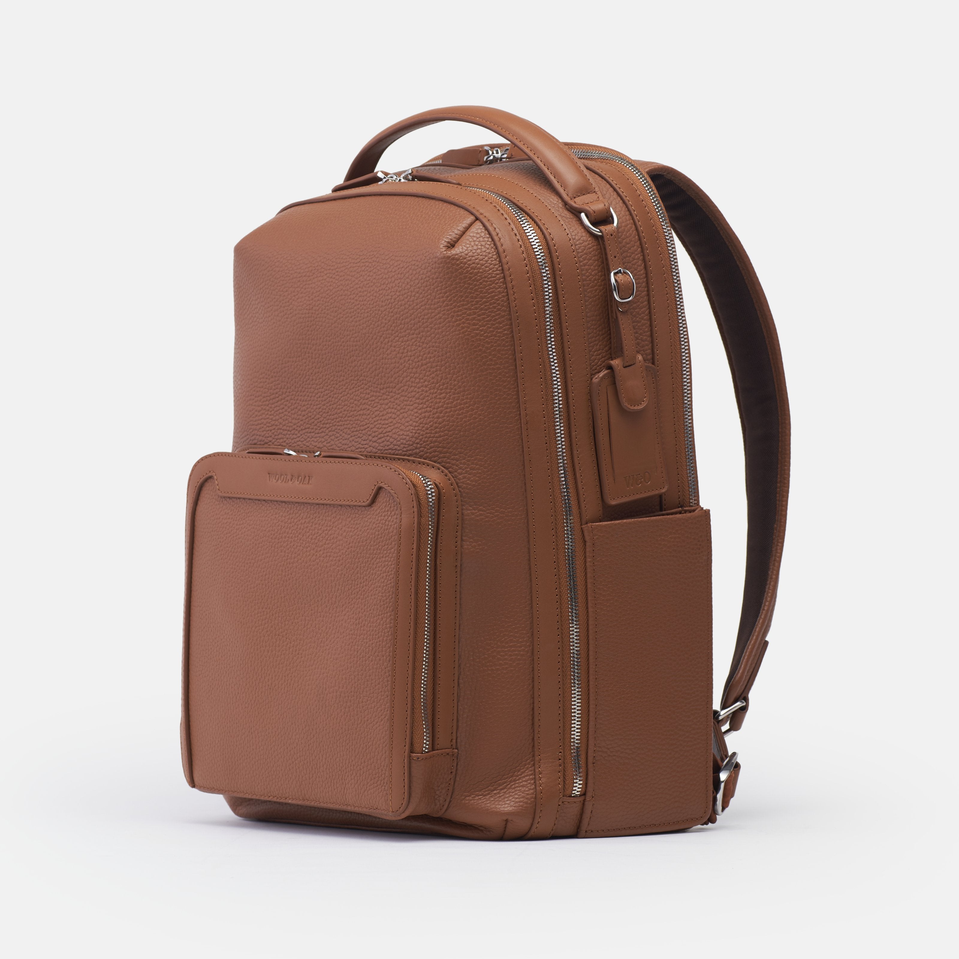 Leather travel backpack| #color_Sand