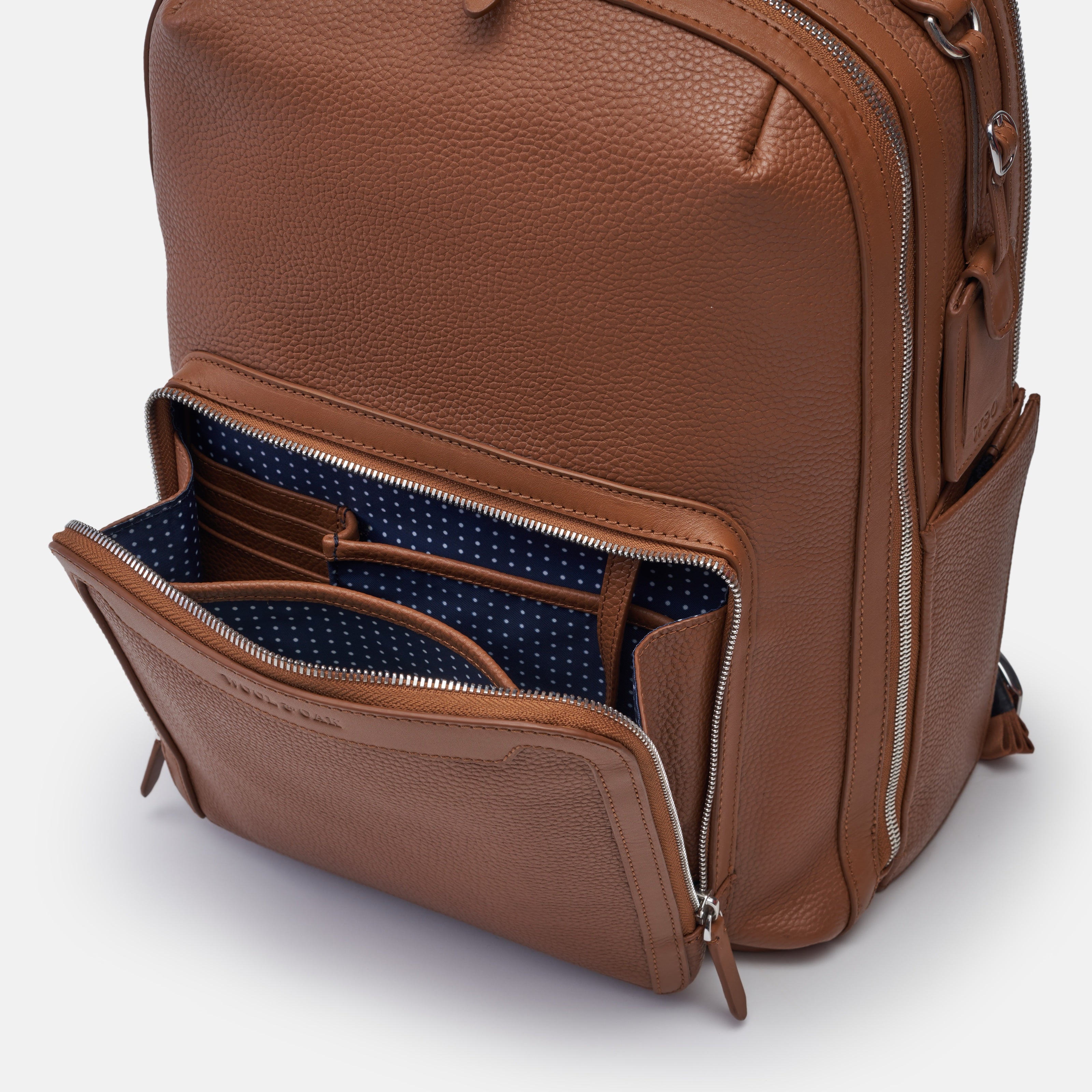 Leather travel backpack| #color_Sand