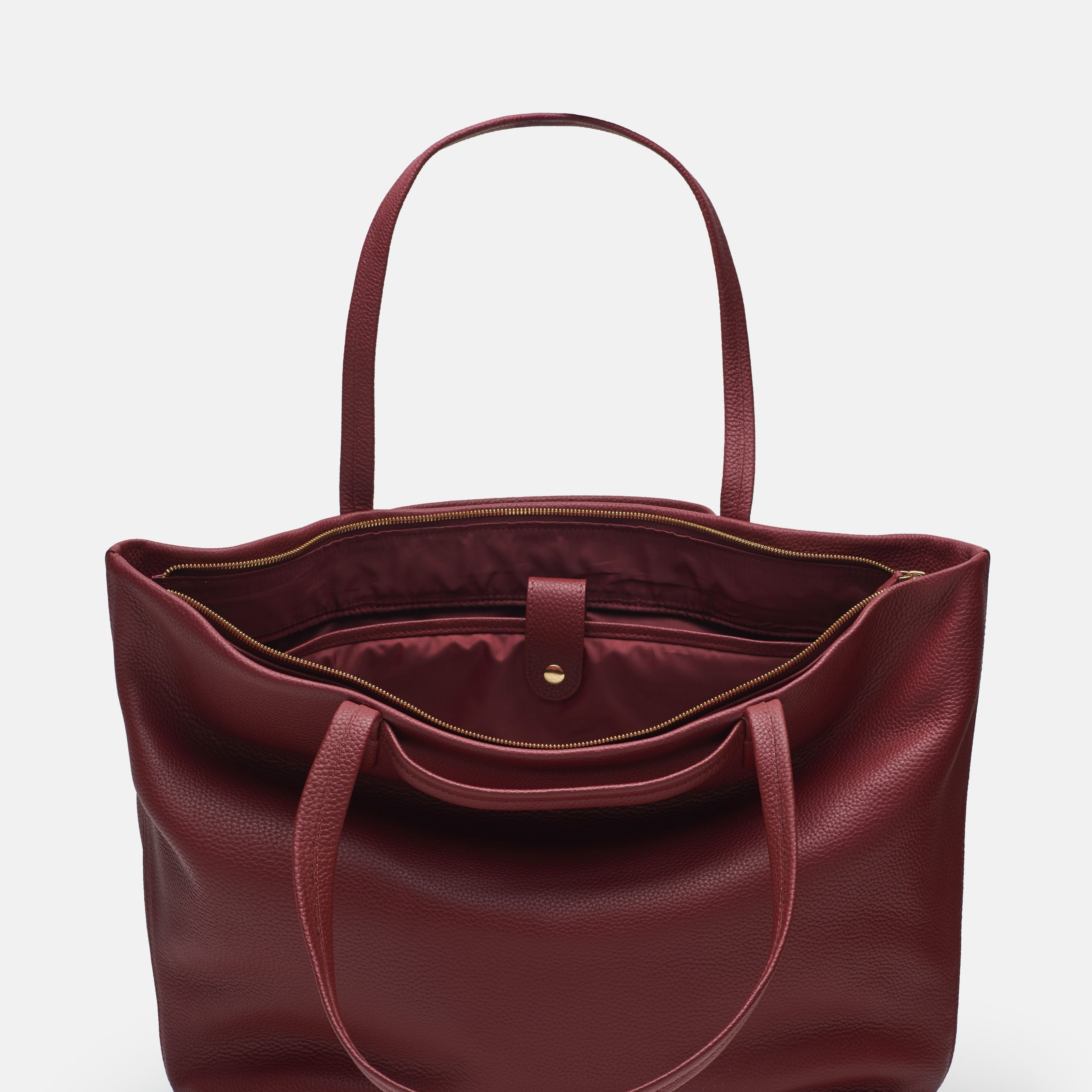 Leather travel tote bag| #color_Bordeaux
