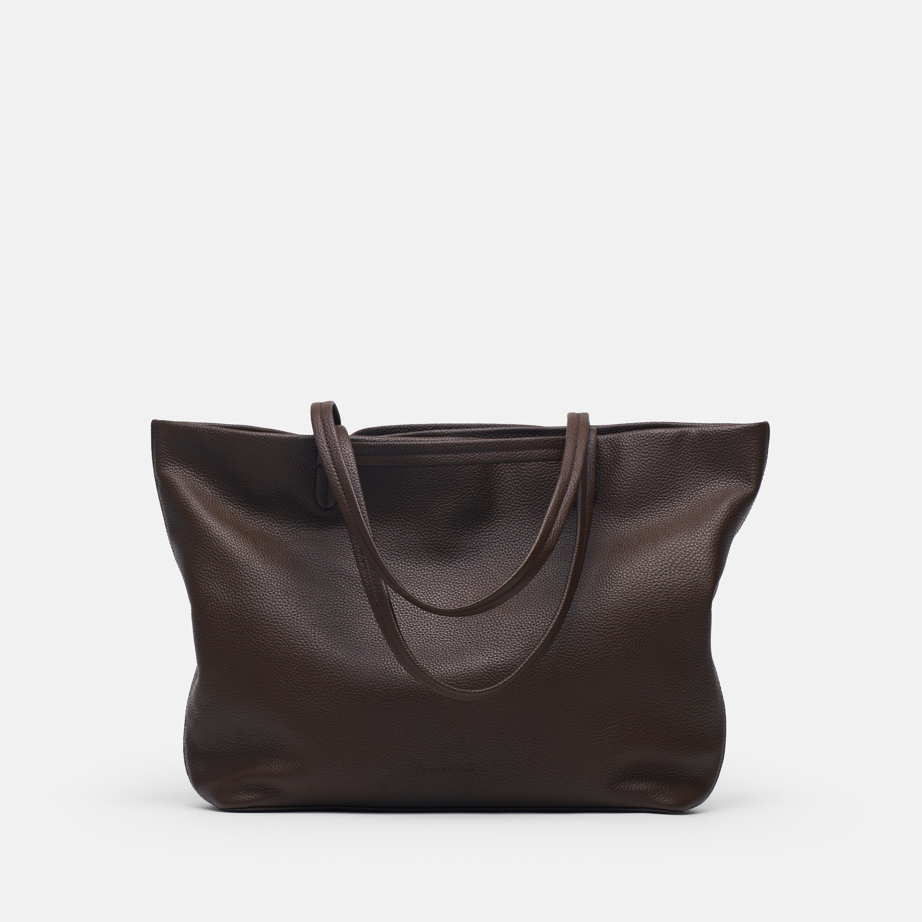Leather travel tote bag| #color_Chocolate