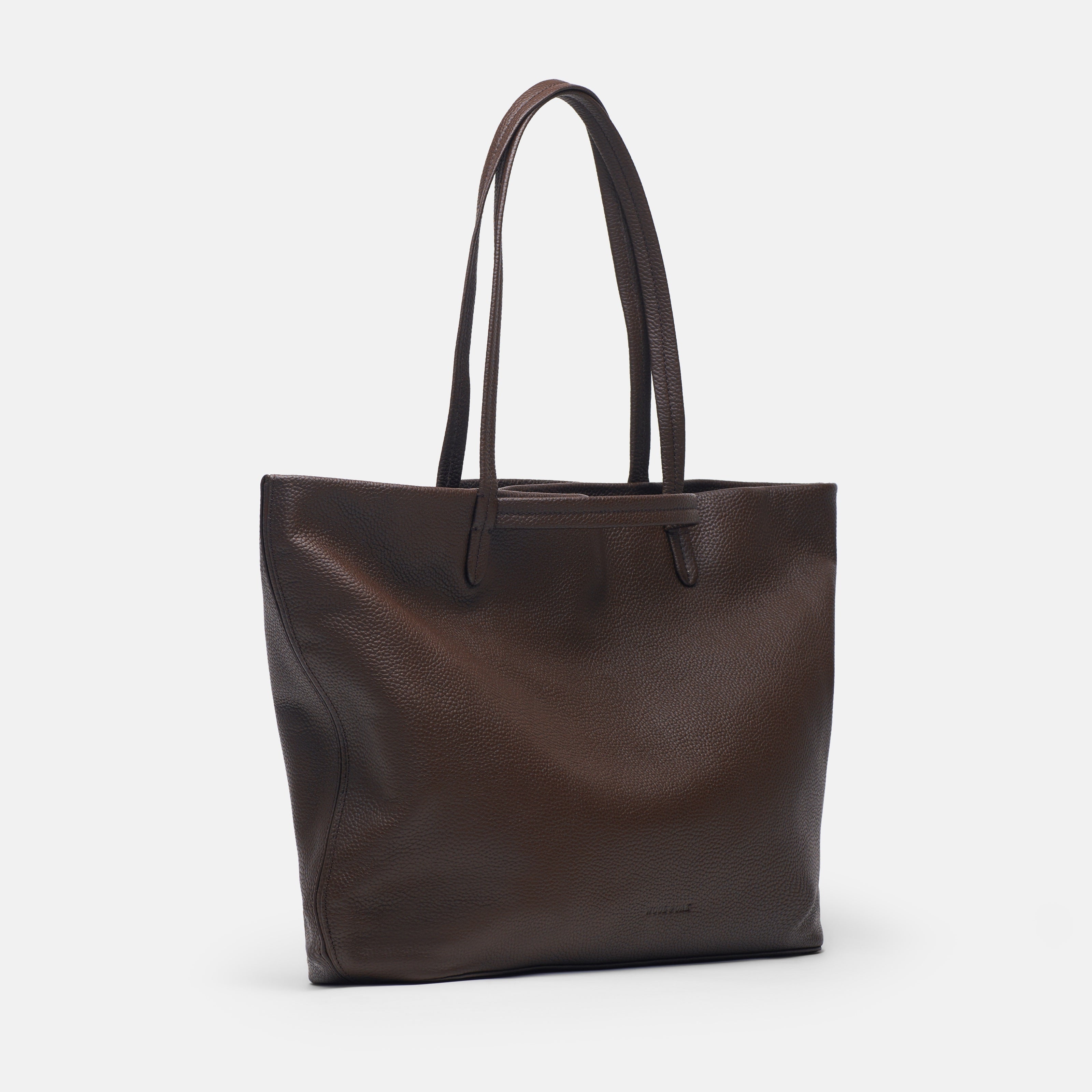 Leather travel tote bag| #color_Chocolate