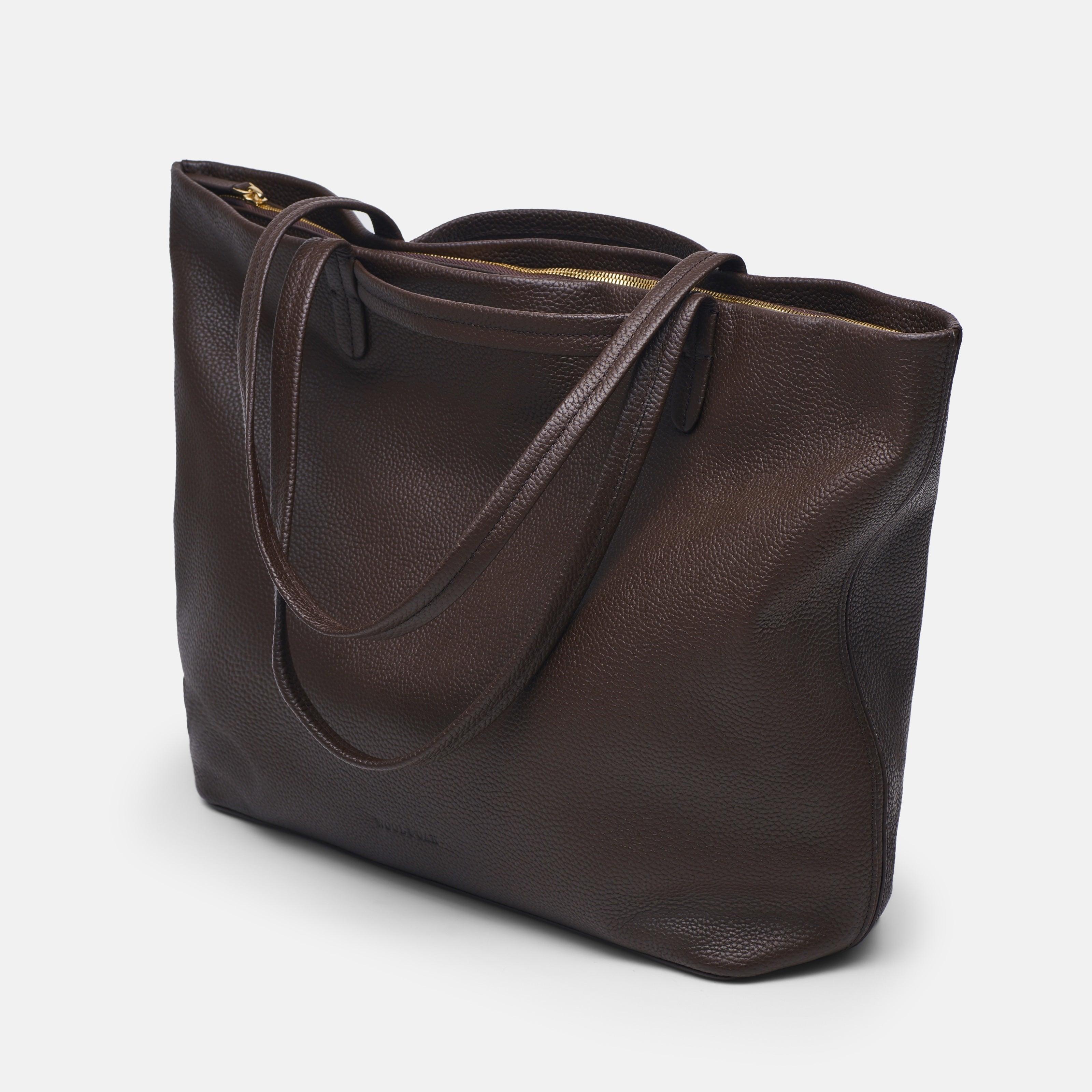 Leather travel tote bag| #color_Chocolate