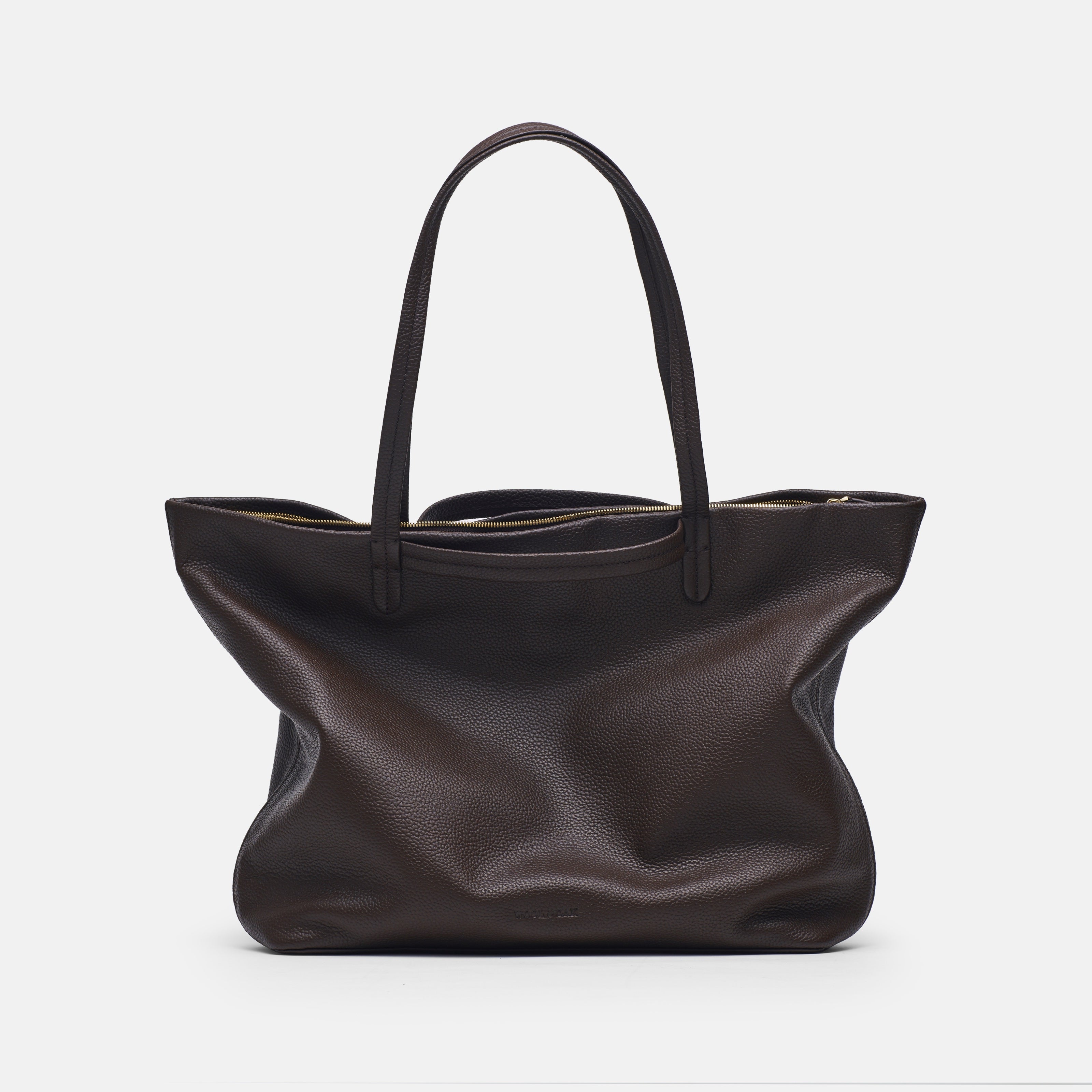 Leather travel tote bag| #color_Chocolate