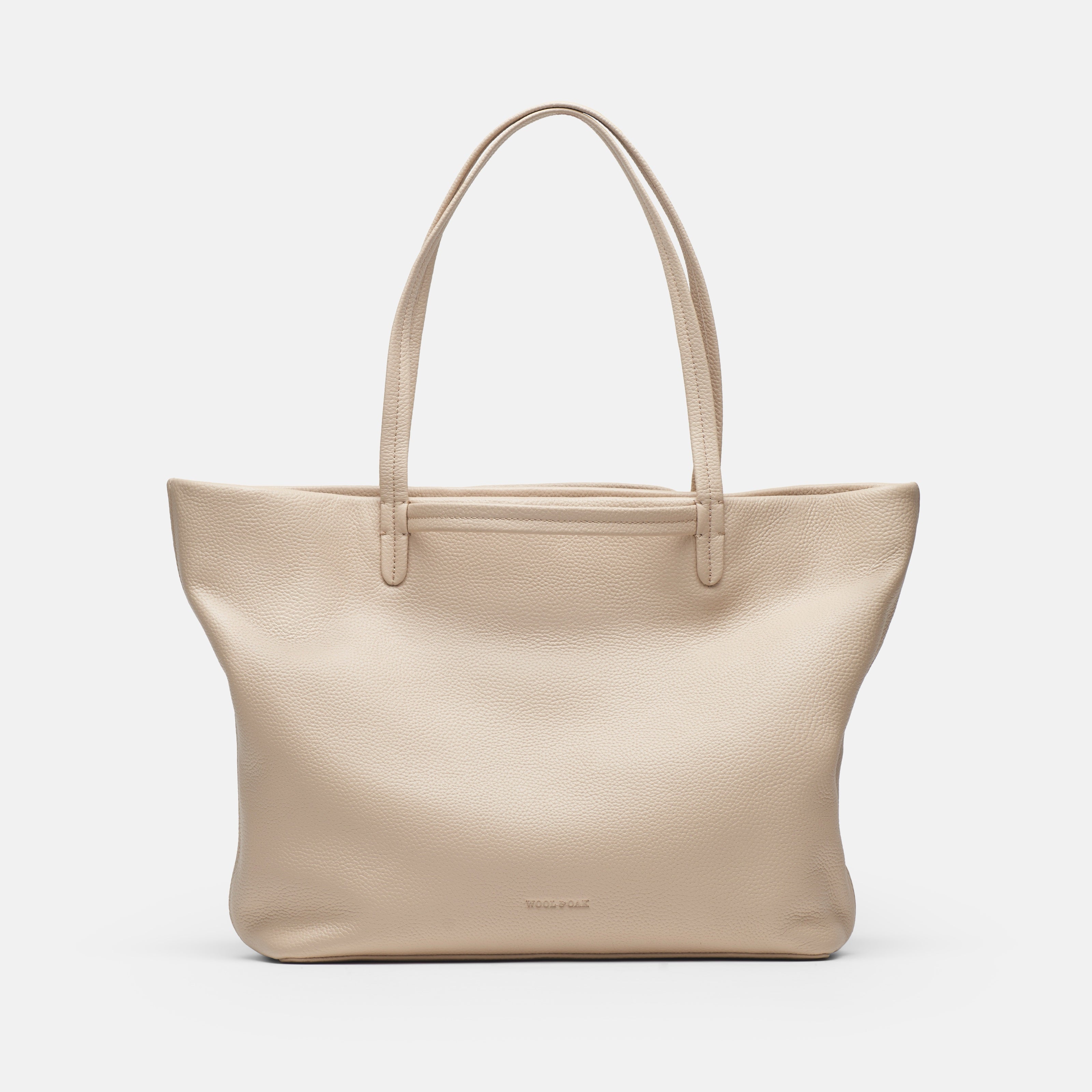 Leather travel tote bag| #color_Frappe