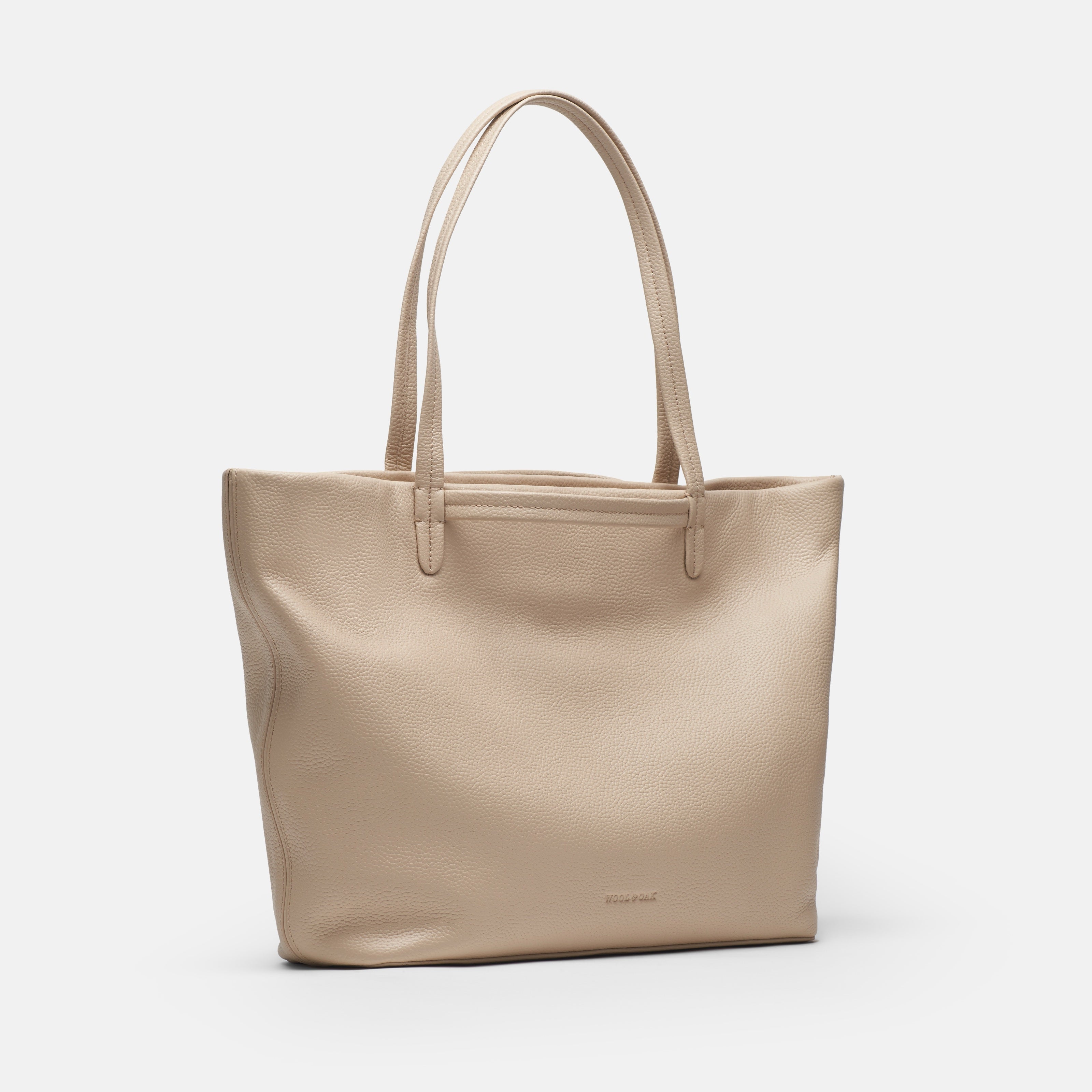 Leather travel tote bag| #color_Frappe