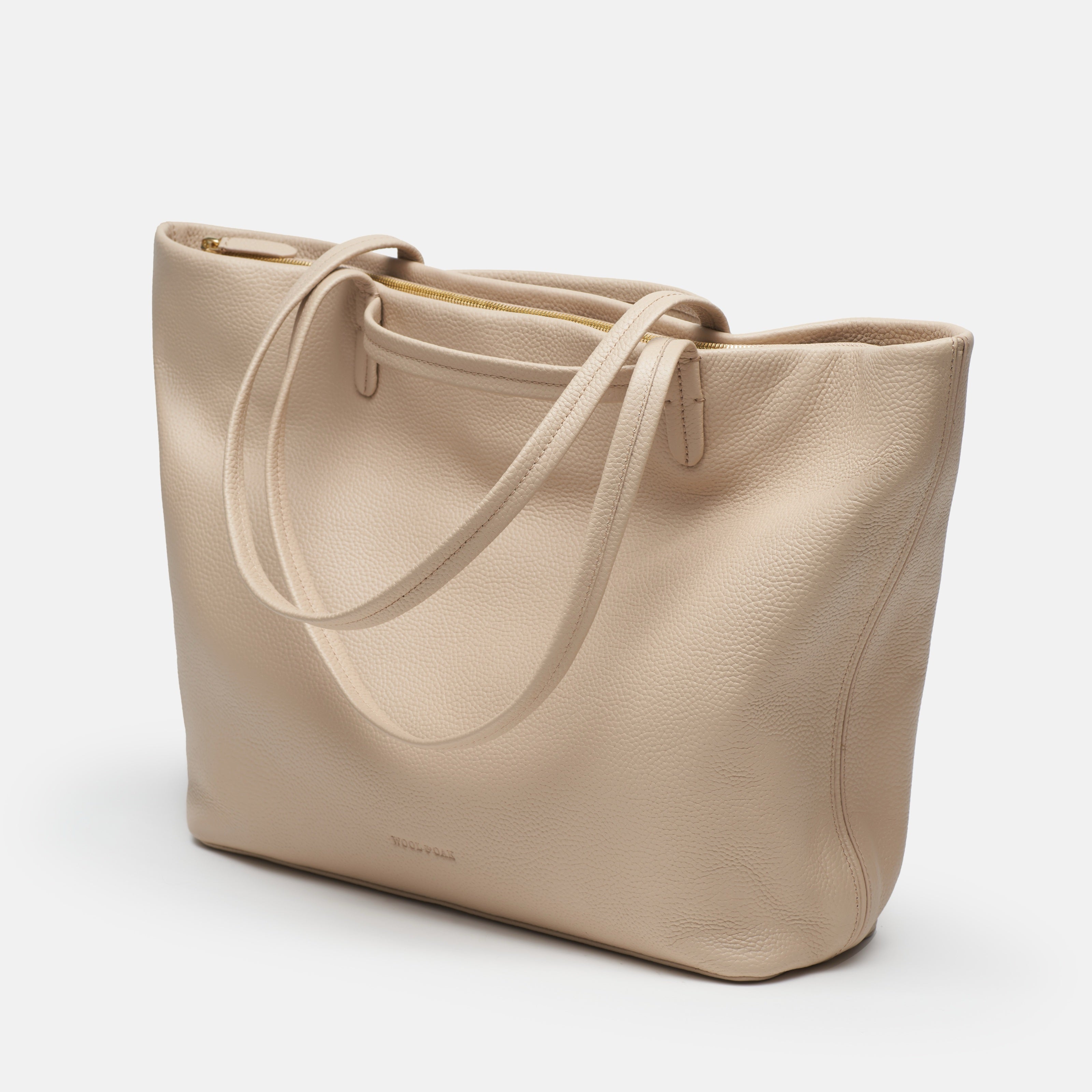 Leather travel tote bag| #color_Frappe