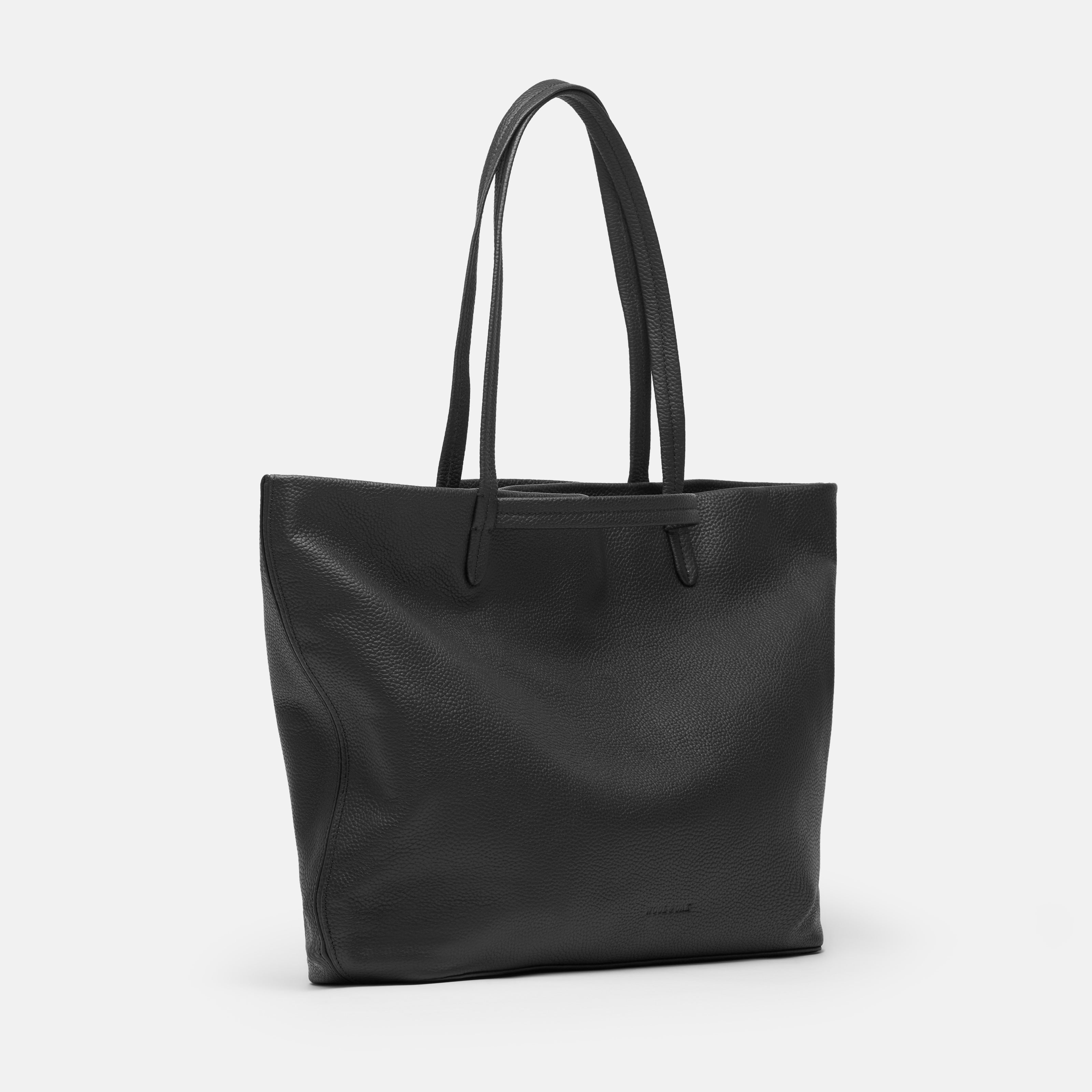 Leather travel tote bag| #color_Jet Black