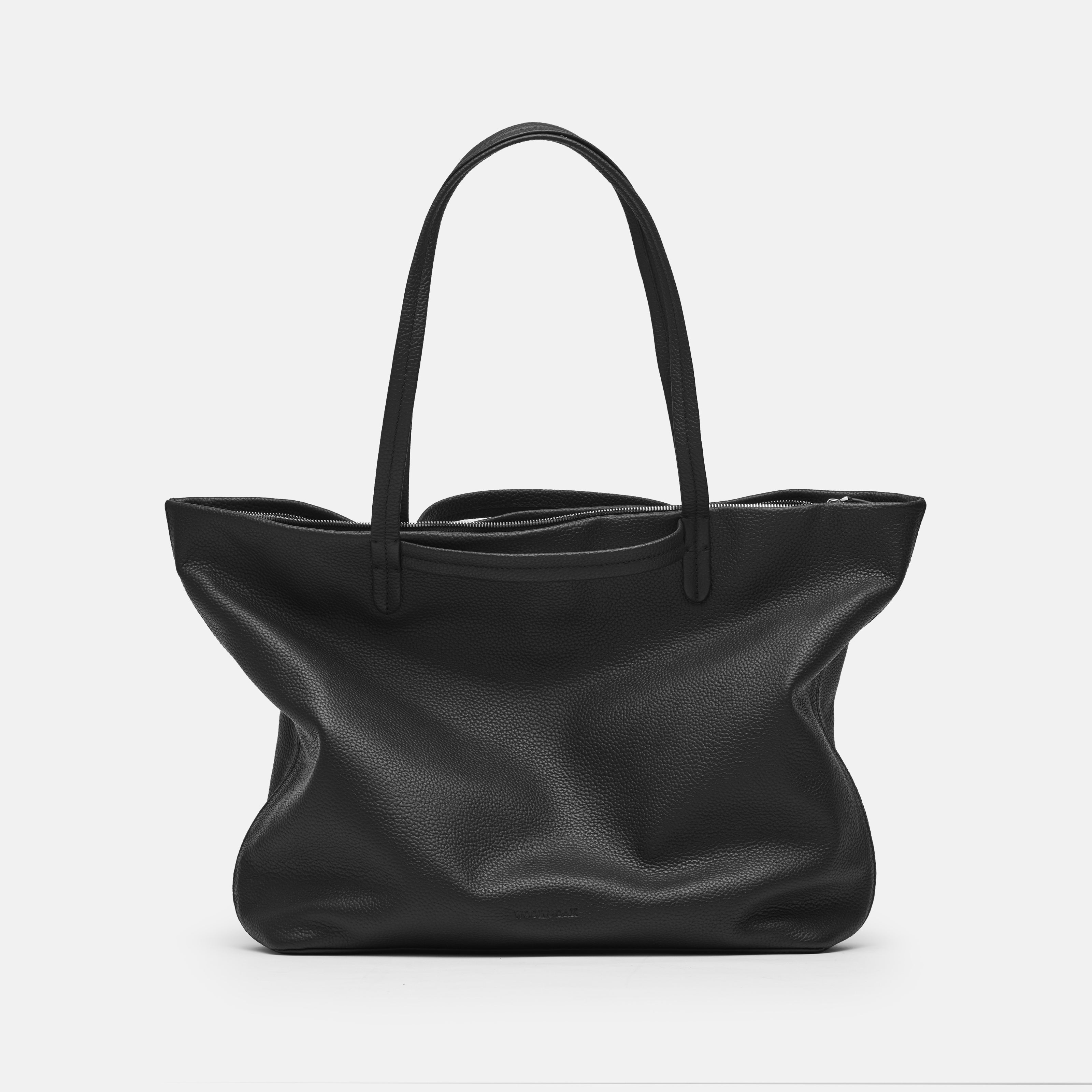 Leather travel tote bag| #color_Jet Black