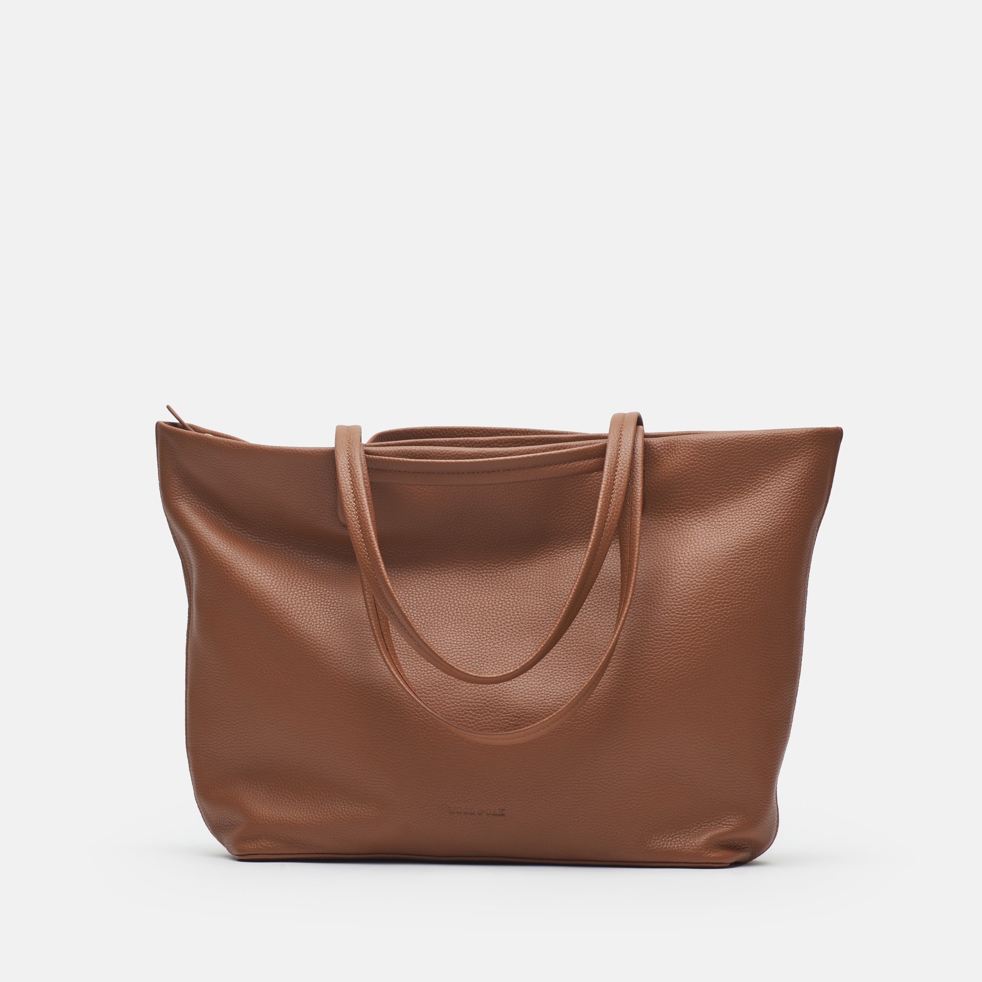 Leather travel tote bag| #color_Sand