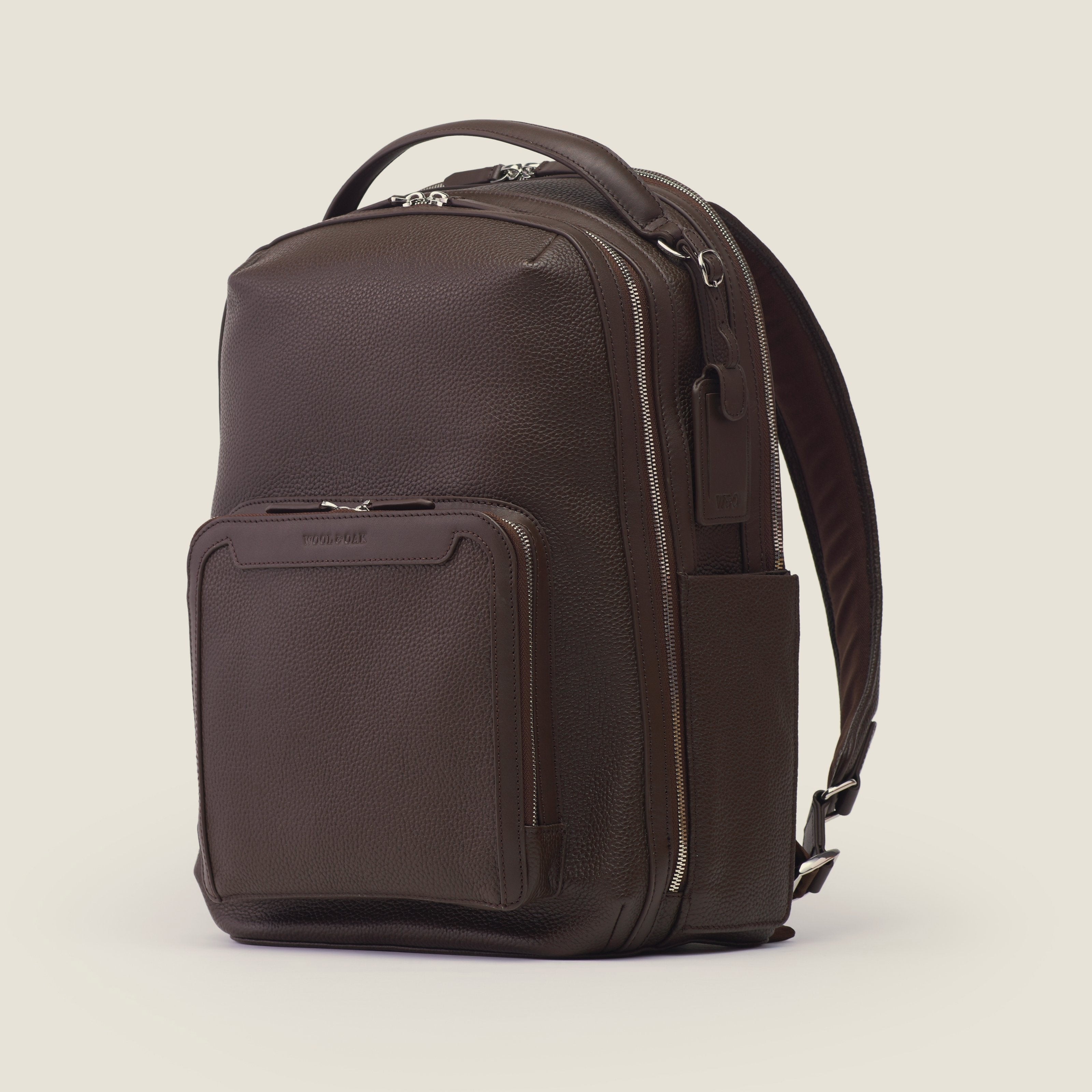 Leather travel backpack| #color_Chocolate
