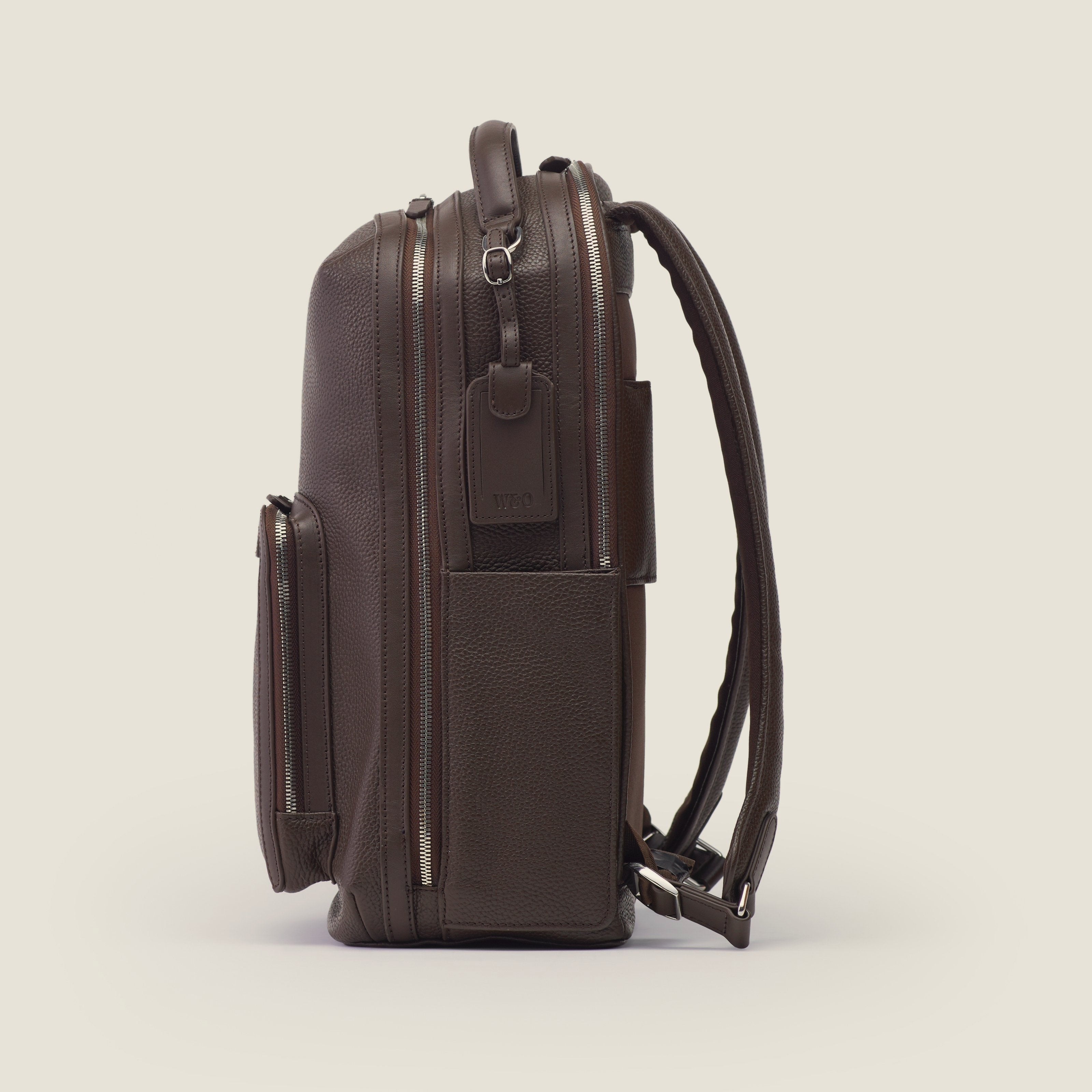 Leather travel backpack| #color_Chocolate