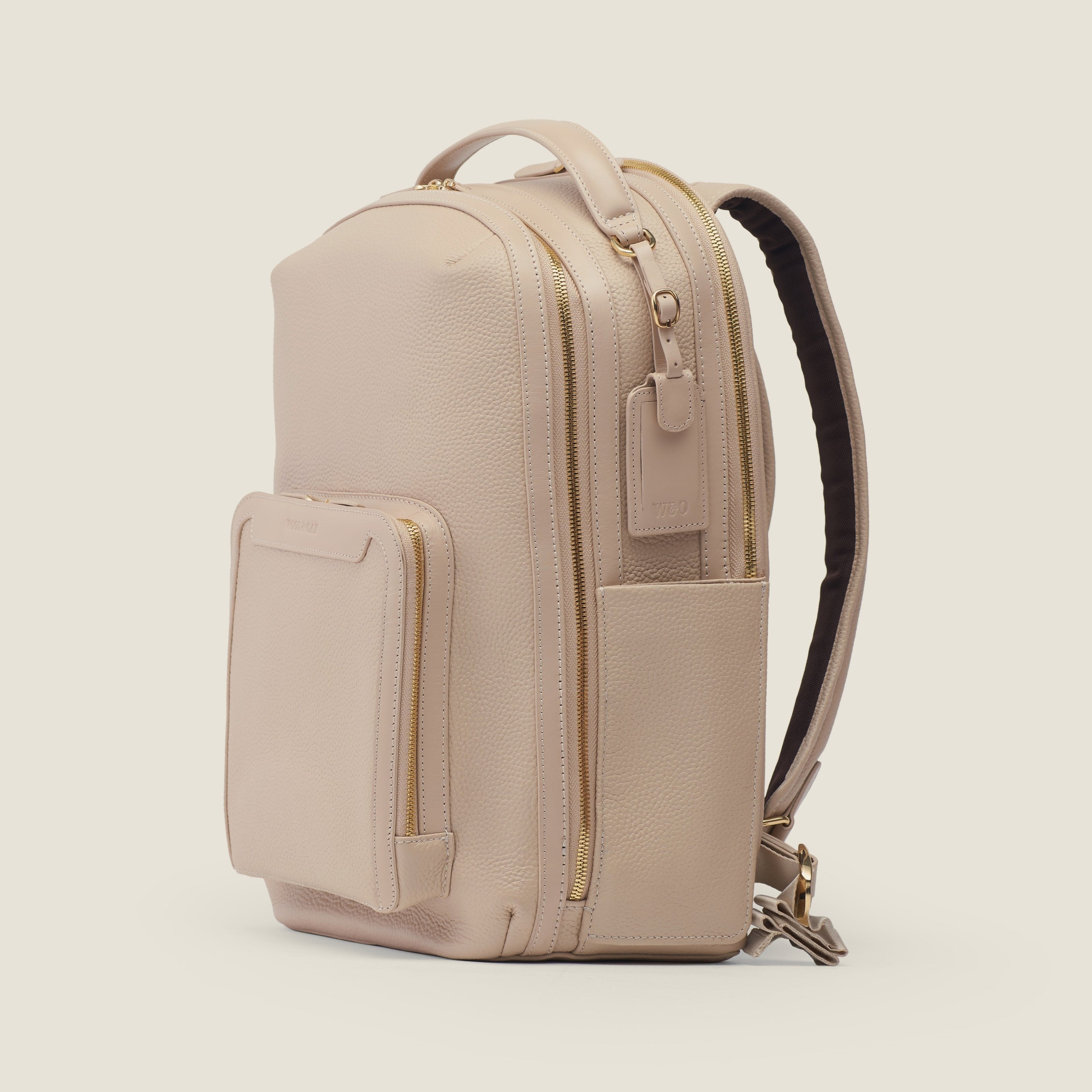 Leather travel backpack| #color_Frappe