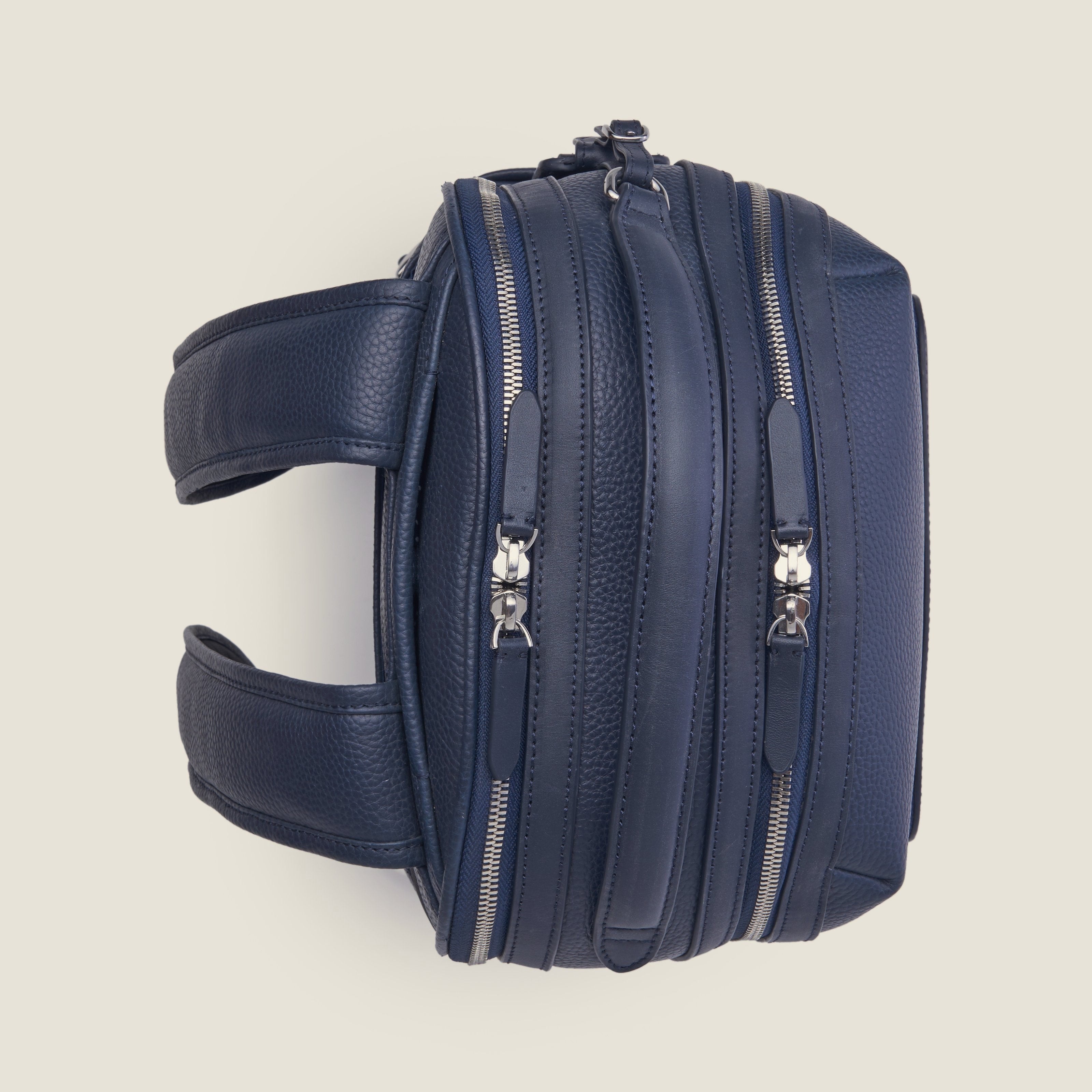 Leather travel backpack| #color_Navy