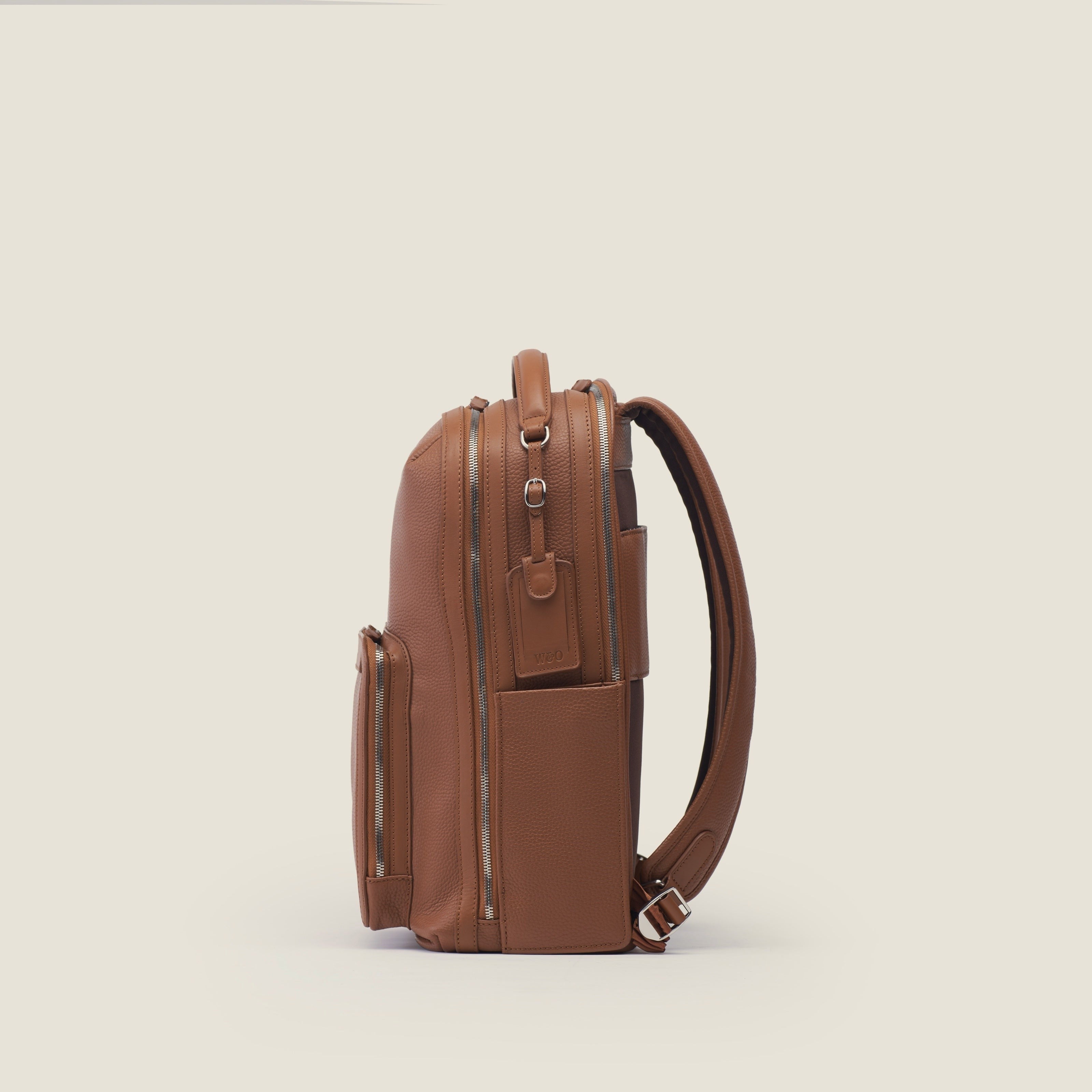 Leather travel backpack| #color_Sand