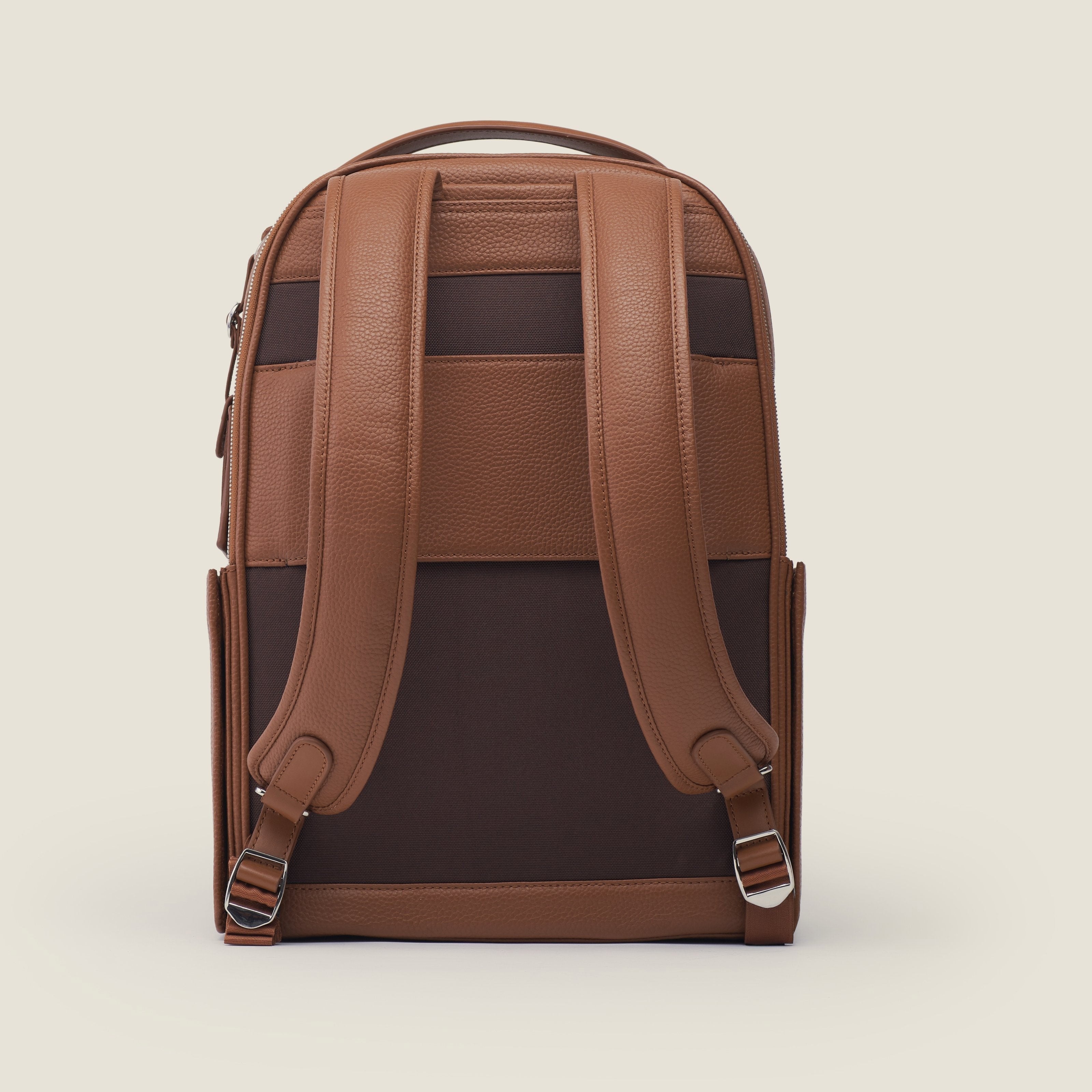 Leather travel backpack| #color_Sand