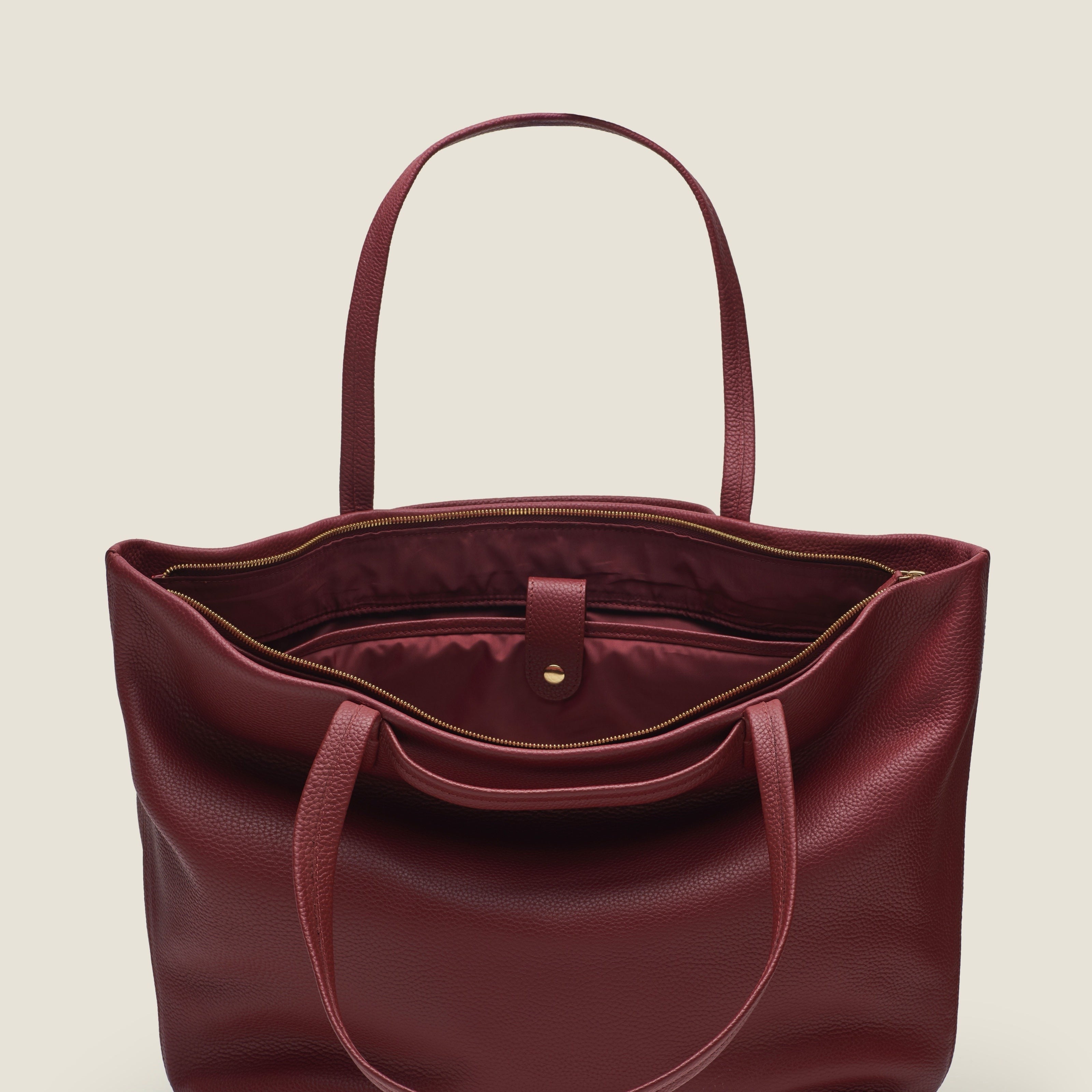 Leather travel tote bag| #color_Bordeaux