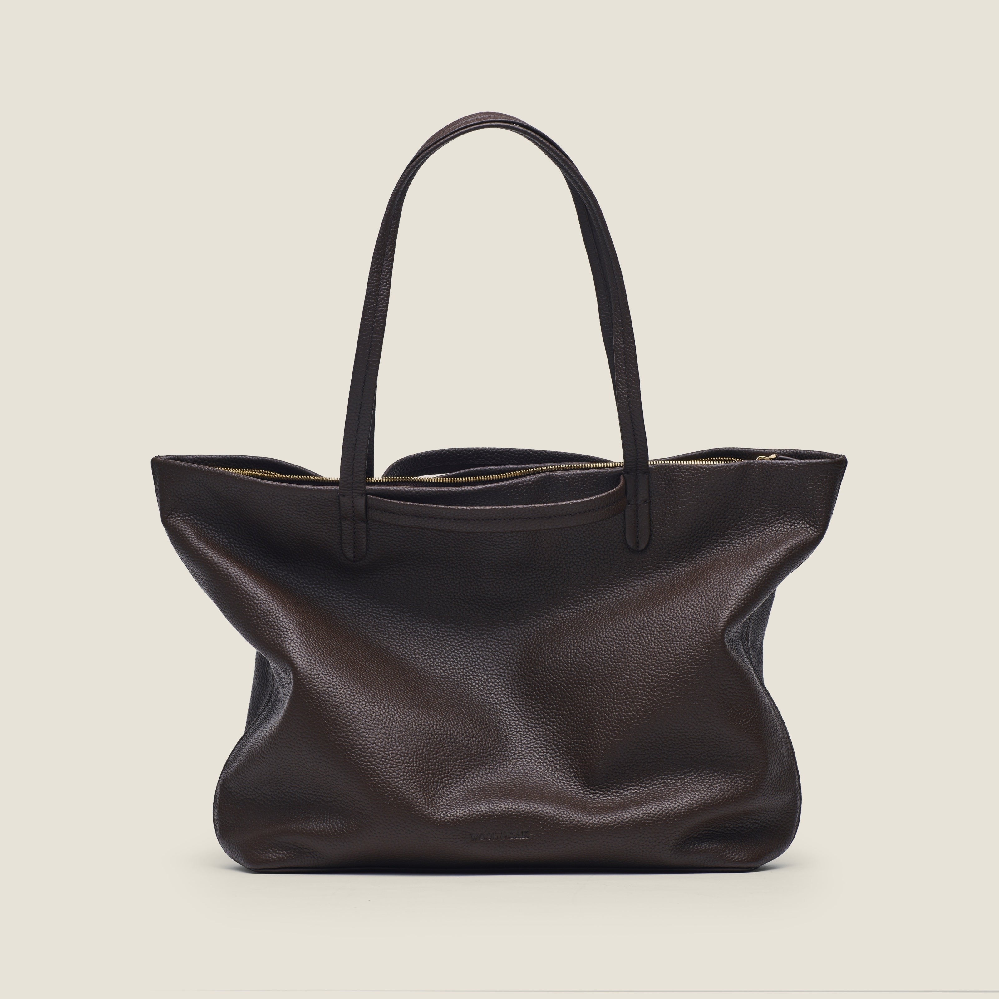 Leather travel tote bag| #color_Chocolate
