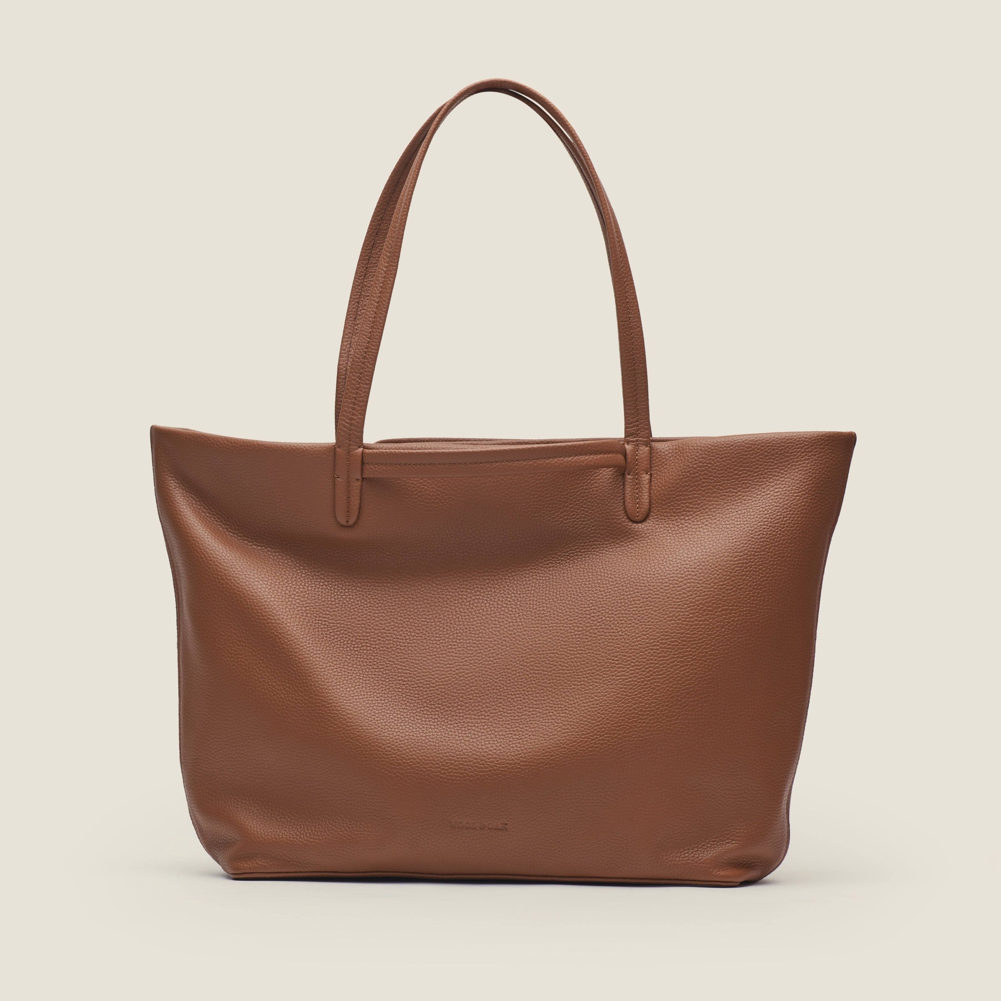 Leather travel tote bag| #color_Sand