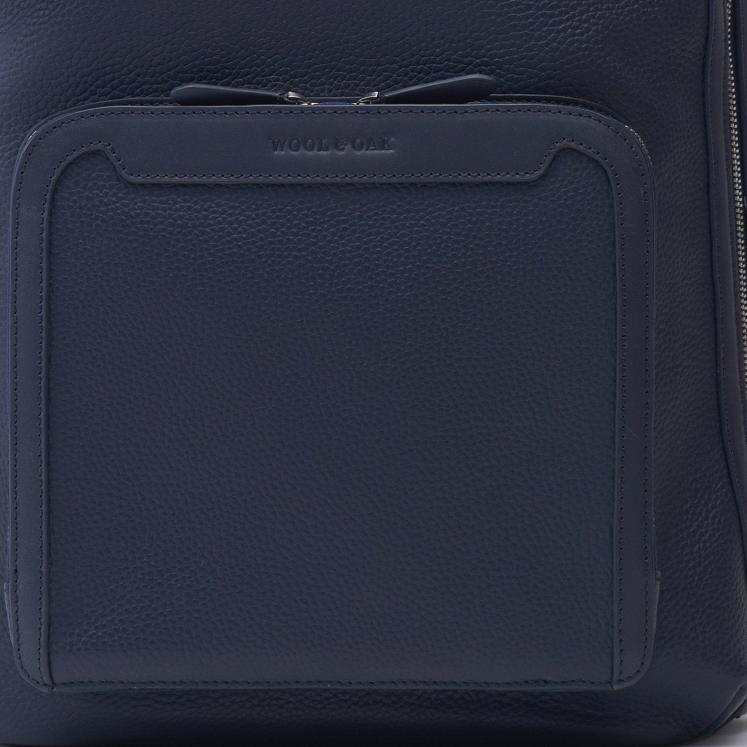 Leather travel backpack| #color_Navy