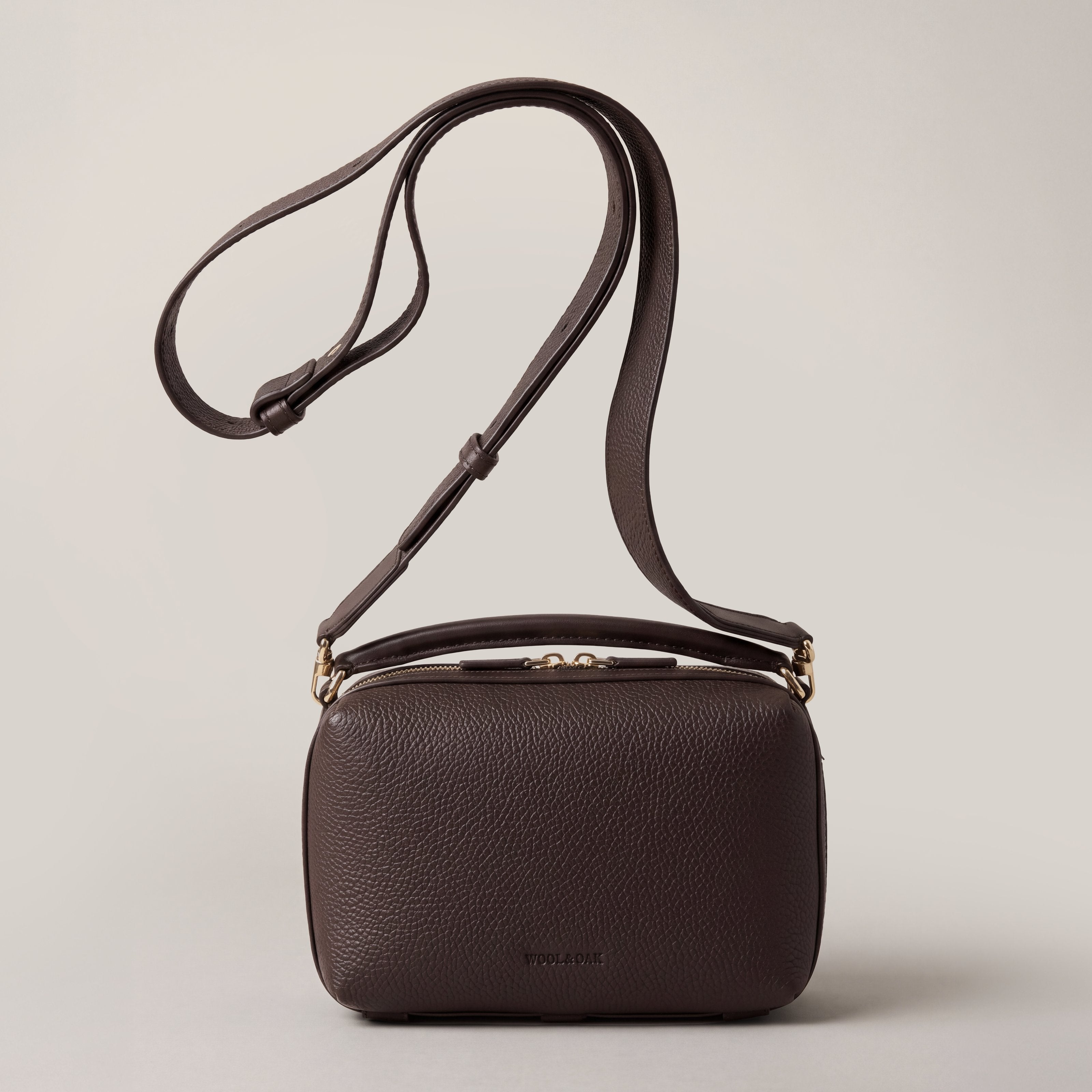 Leather crossbody bag| #color_Chocolate - Chocolate