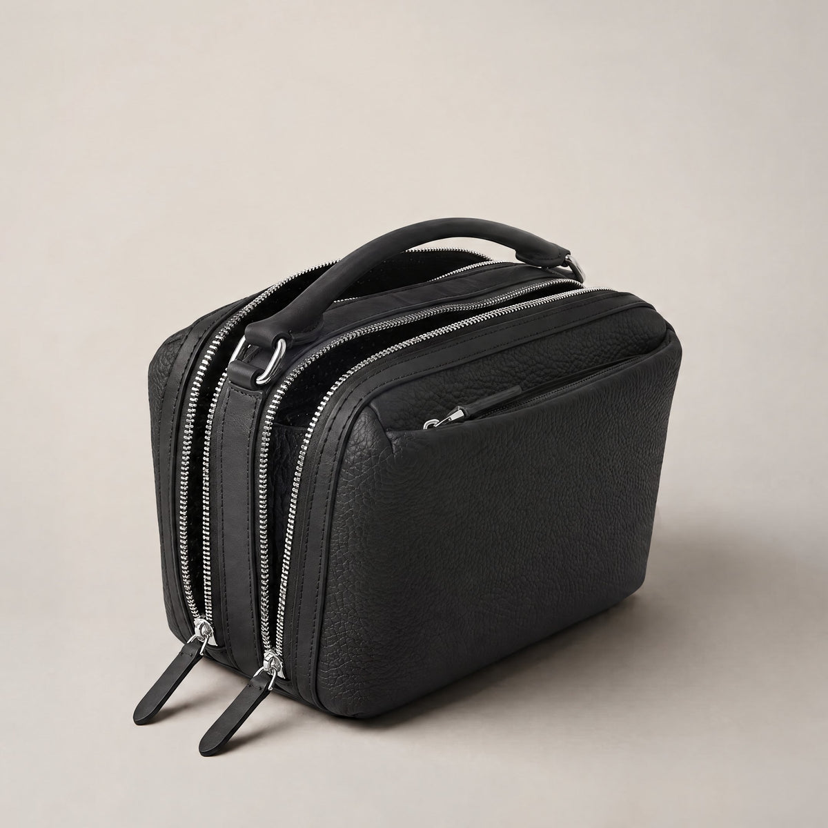 Leather crossbody bag| #color_Jet Black