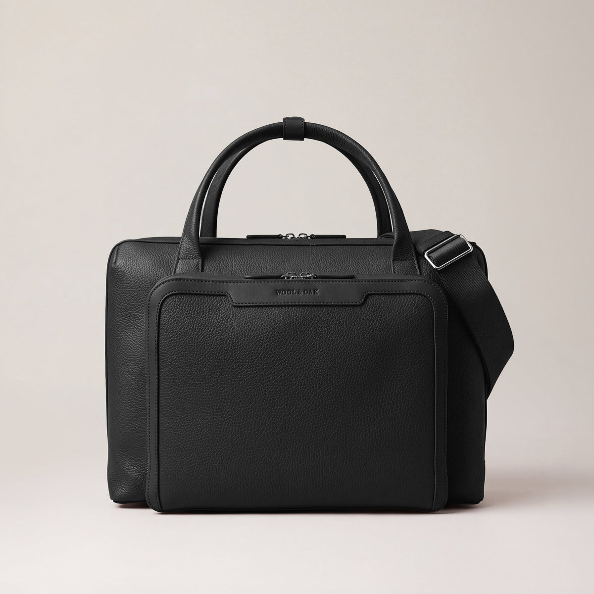 Leather laptop briefcase| #color_Jet Black
