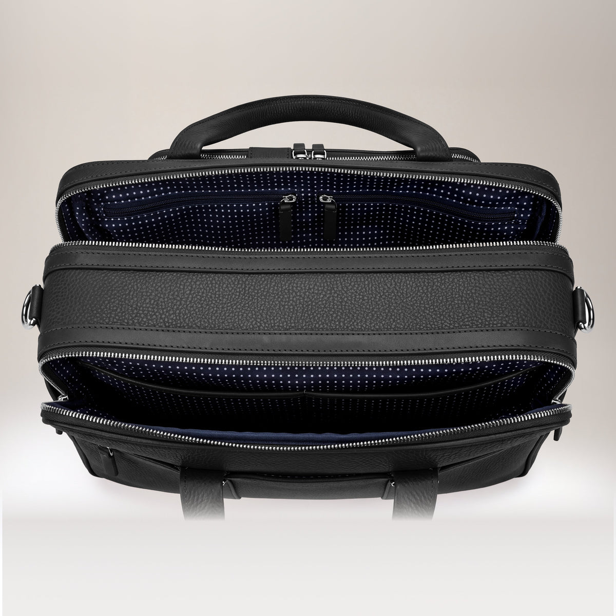Leather laptop briefcase| #color_Jet Black