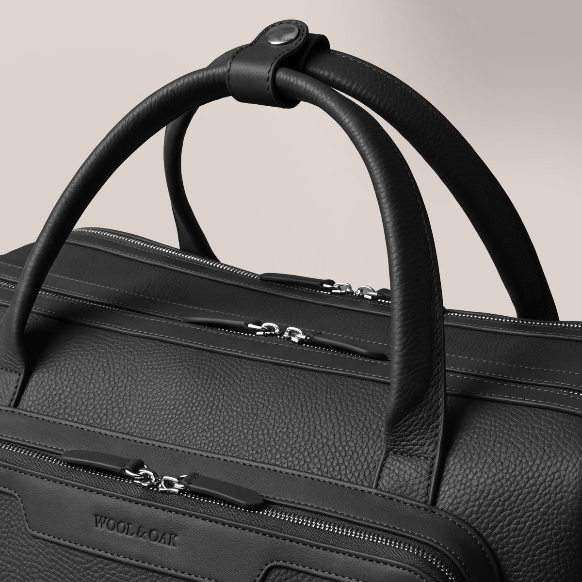 Leather laptop briefcase| #color_Jet Black