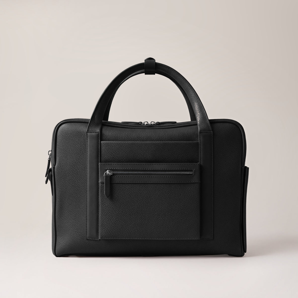 Leather laptop briefcase| #color_Jet Black