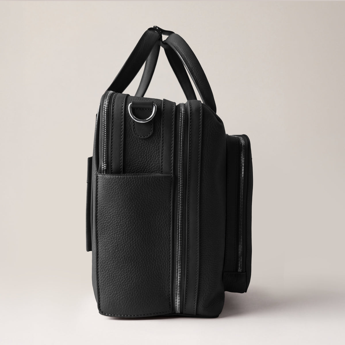 Leather laptop briefcase| #color_Jet Black