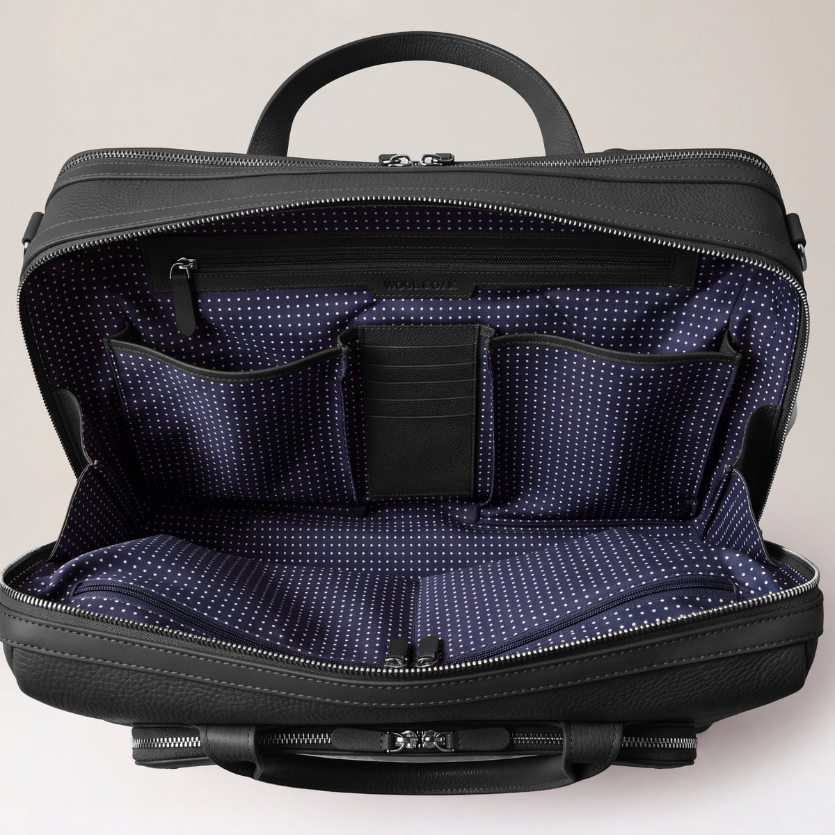 Leather laptop briefcase| #color_Jet Black